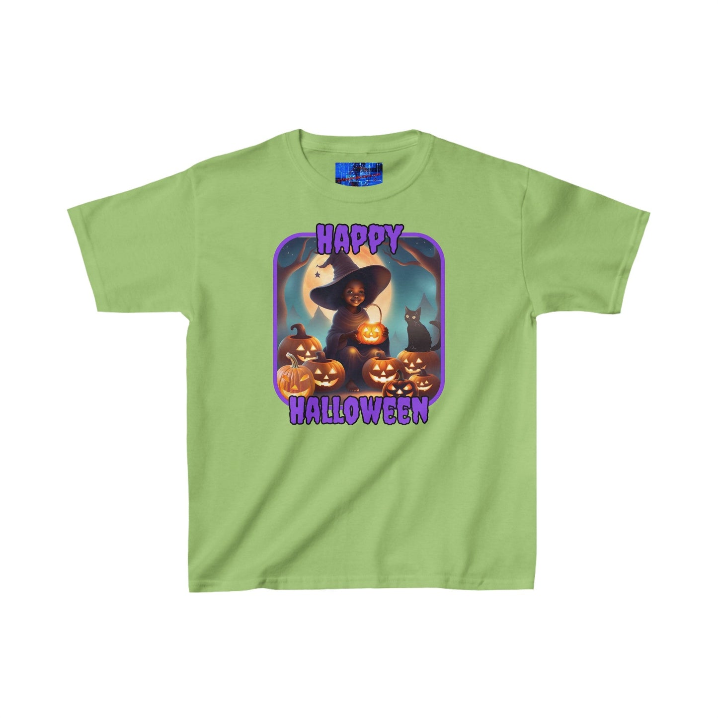 Happy Halloween Cute Witch PRfont Kids Heavy Cotton™ Tee by cypherpunkgear – cypherpunkgear.com | Cypherpunk Merch