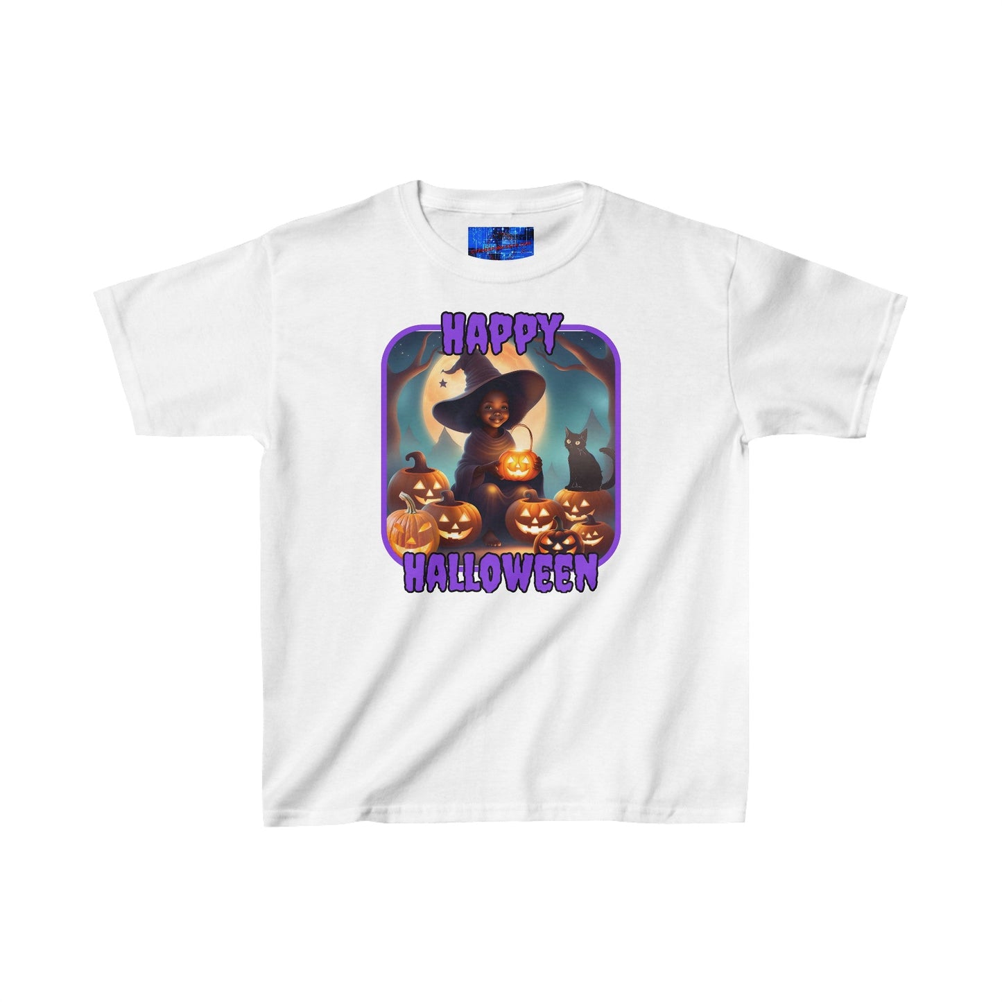 Happy Halloween Cute Witch PRfont Kids Heavy Cotton™ Tee by cypherpunkgear – cypherpunkgear.com | Cypherpunk Merch
