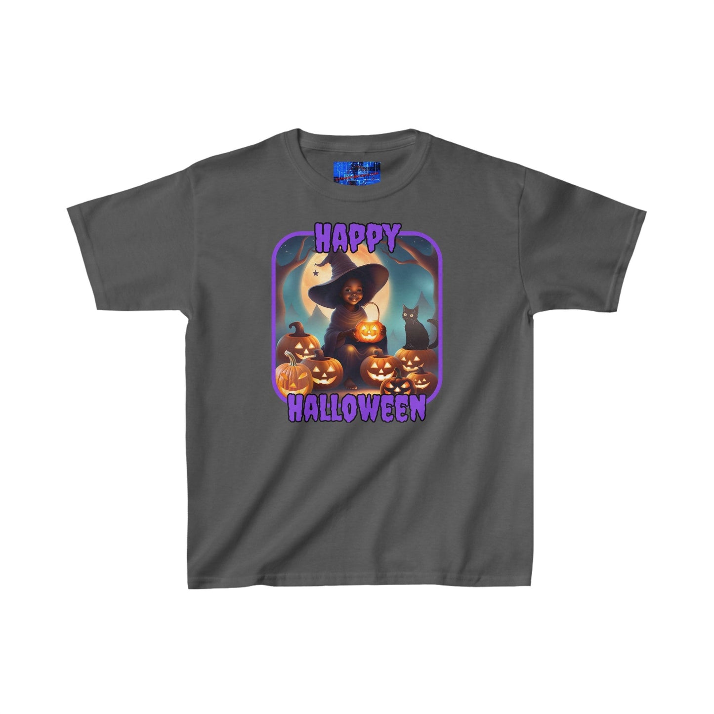 Happy Halloween Cute Witch PRfont Kids Heavy Cotton™ Tee by cypherpunkgear – cypherpunkgear.com | Cypherpunk Merch