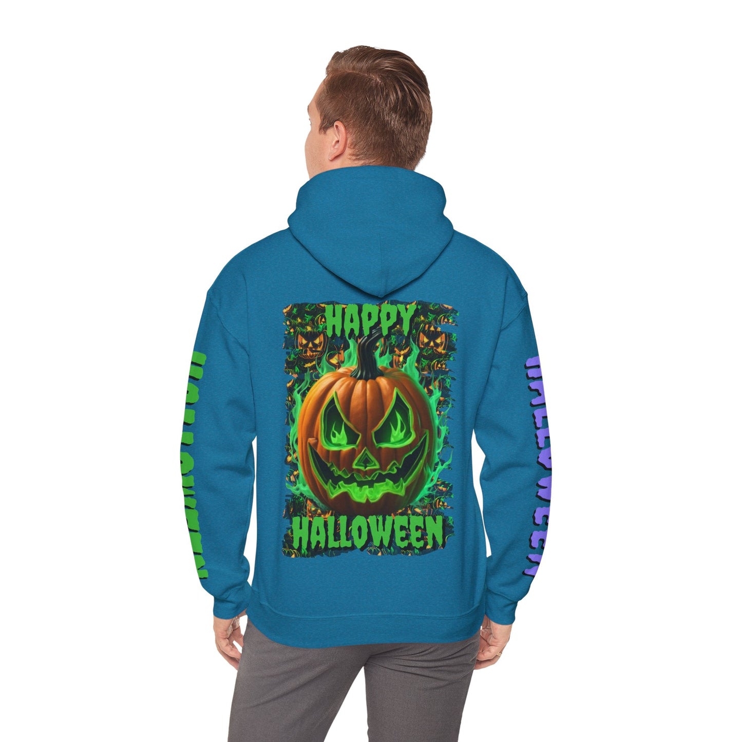 Happy Halloween Green Jack Hoodie Unisex Hooded Sweatshirt by cypherpunkgear – cypherpunkgear.com | Cypherpunk Merch