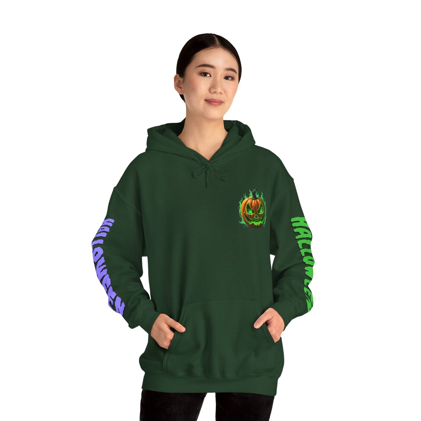 Happy Halloween Green Jack Hoodie Unisex Hooded Sweatshirt by cypherpunkgear – cypherpunkgear.com | Cypherpunk Merch