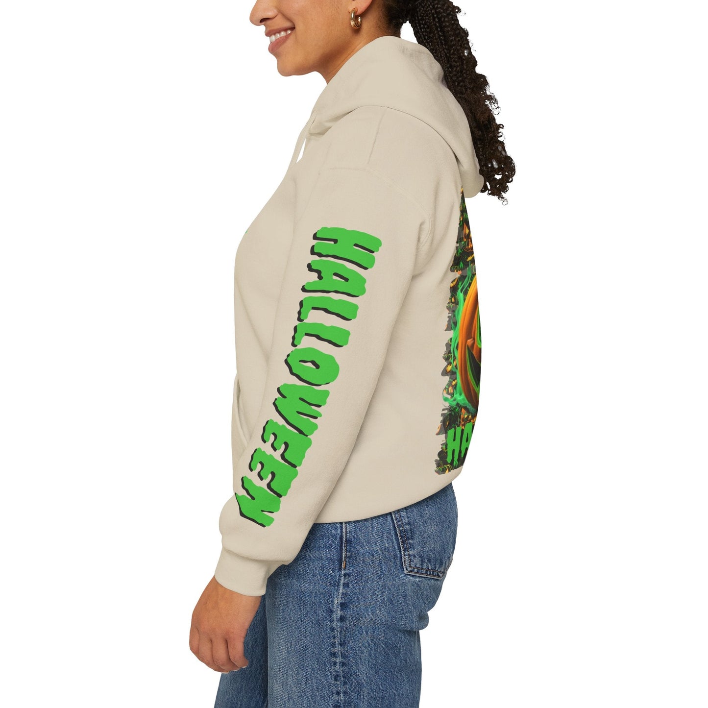 Happy Halloween Green Jack Hoodie Unisex Hooded Sweatshirt by cypherpunkgear – cypherpunkgear.com | Cypherpunk Merch