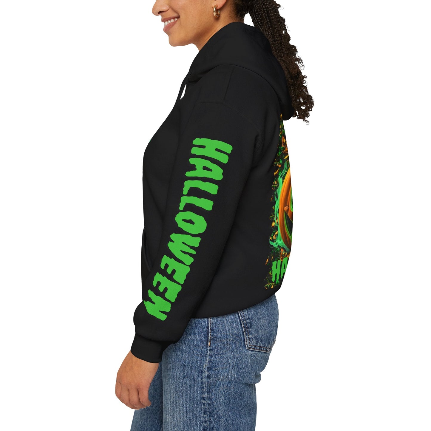 Happy Halloween Green Jack Hoodie Unisex Hooded Sweatshirt by cypherpunkgear – cypherpunkgear.com | Cypherpunk Merch