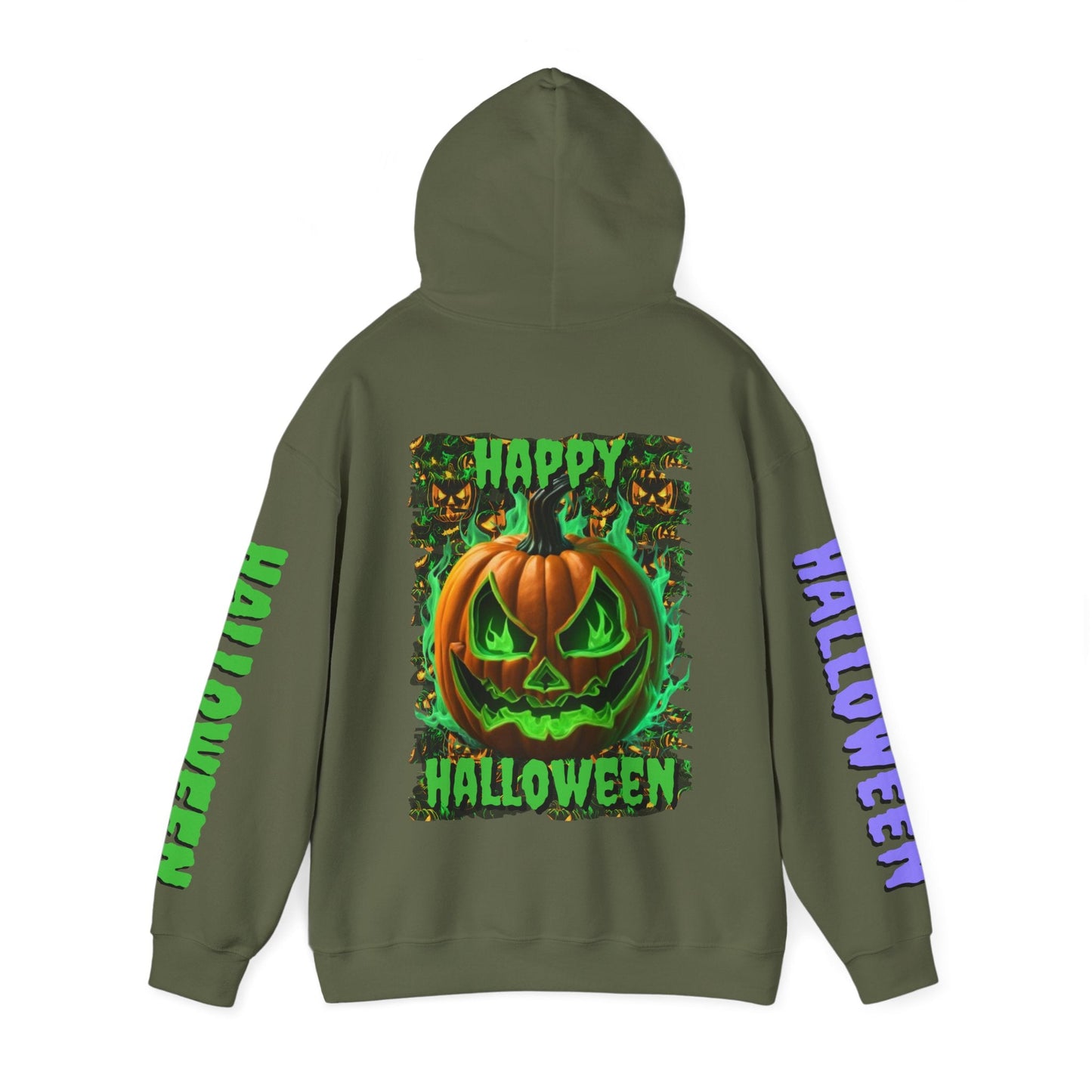Happy Halloween Green Jack Hoodie Unisex Hooded Sweatshirt by cypherpunkgear – cypherpunkgear.com | Cypherpunk Merch