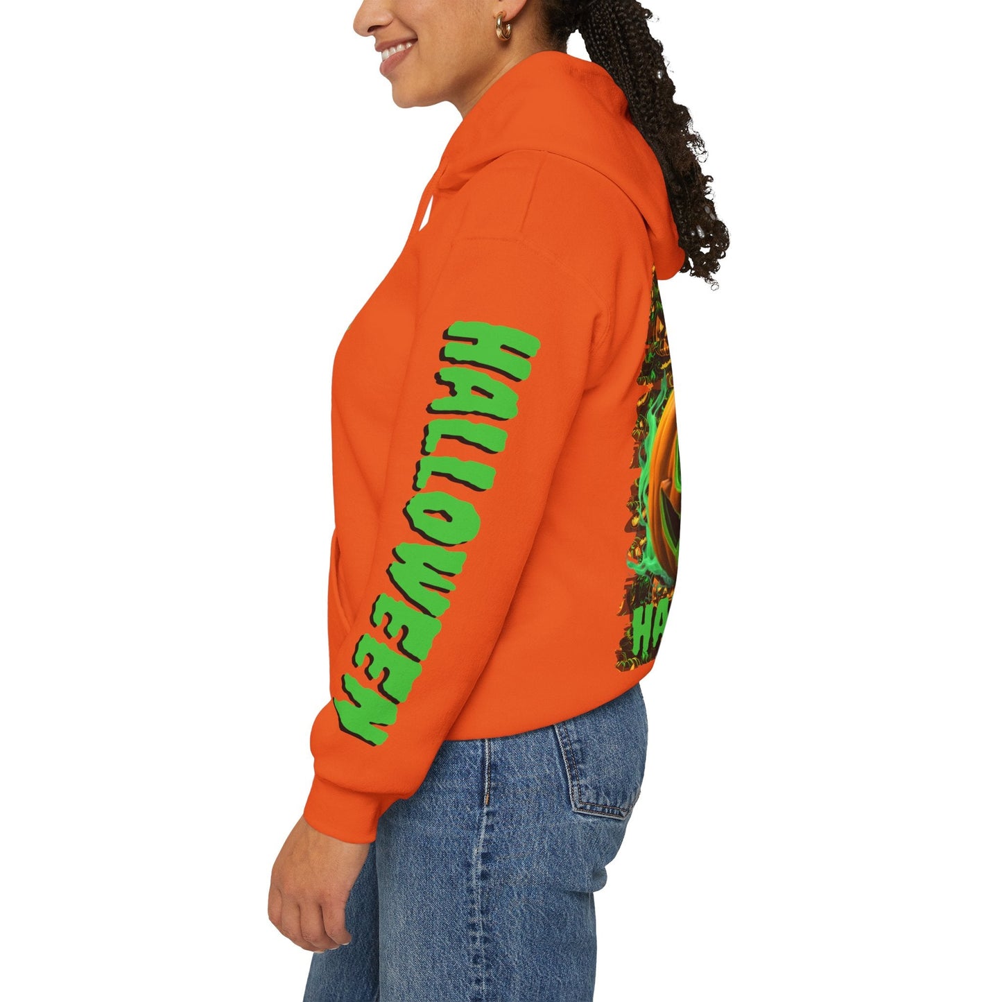 Happy Halloween Green Jack Hoodie Unisex Hooded Sweatshirt by cypherpunkgear – cypherpunkgear.com | Cypherpunk Merch
