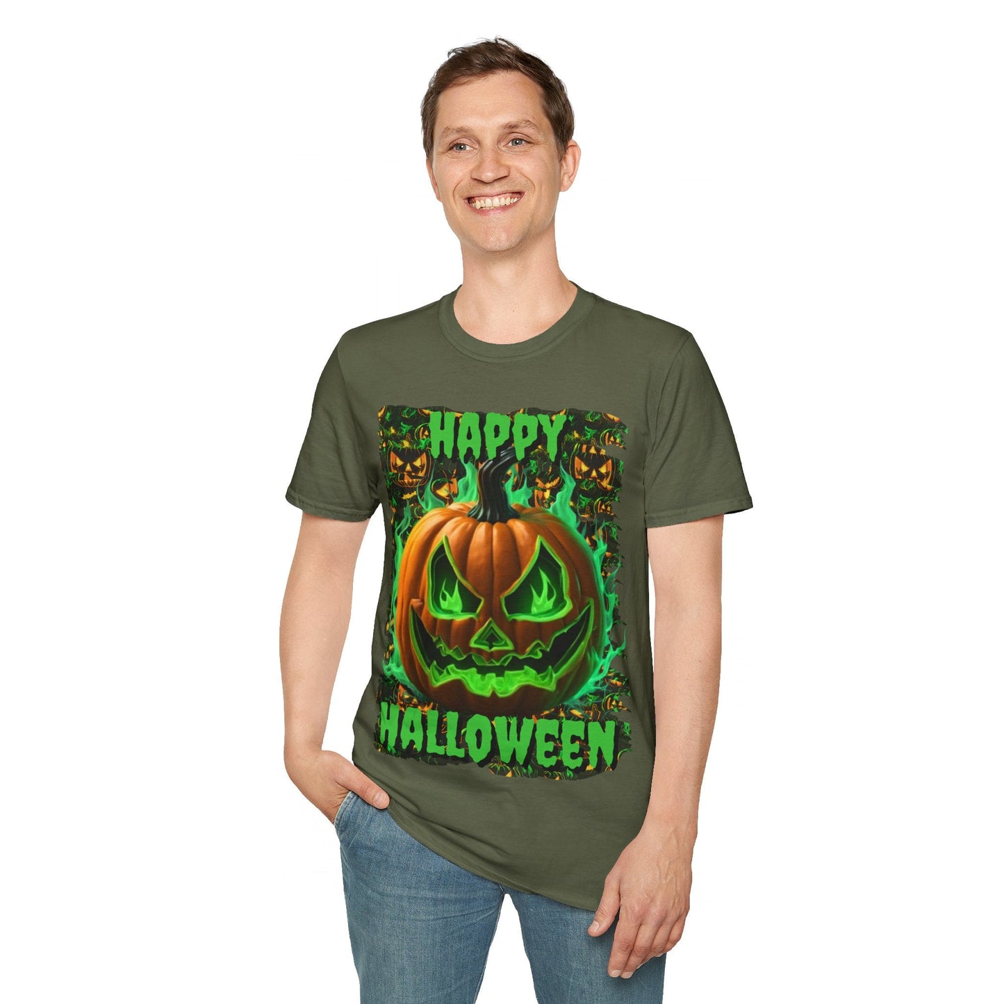 Happy Halloween Green Jack Unisex T-Shirt by cypherpunkgear – cypherpunkgear.com | Cypherpunk Merch