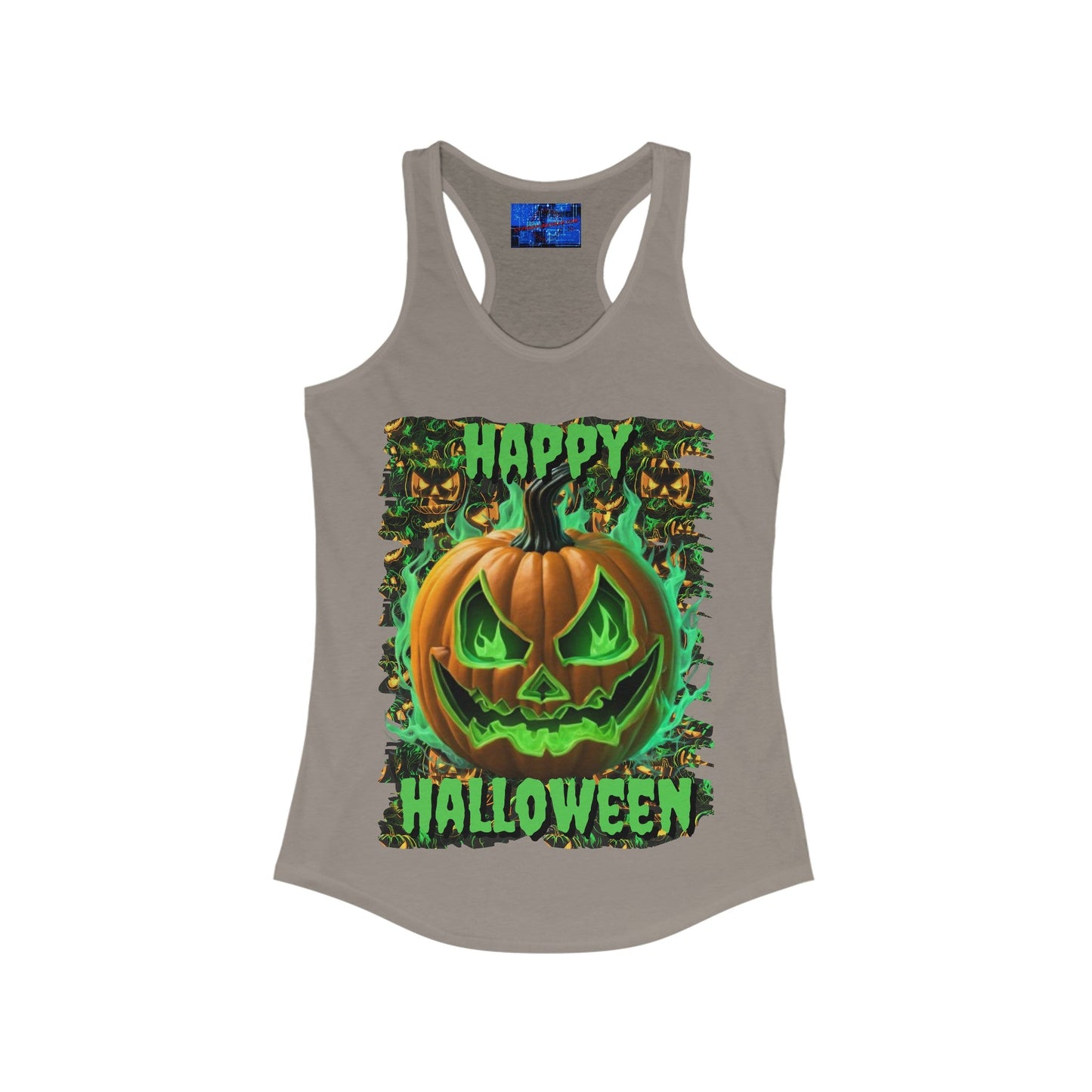 Happy Halloween Green Jack Women's Racerback Tank Top by cypherpunkgear – cypherpunkgear.com | Cypherpunk Merch