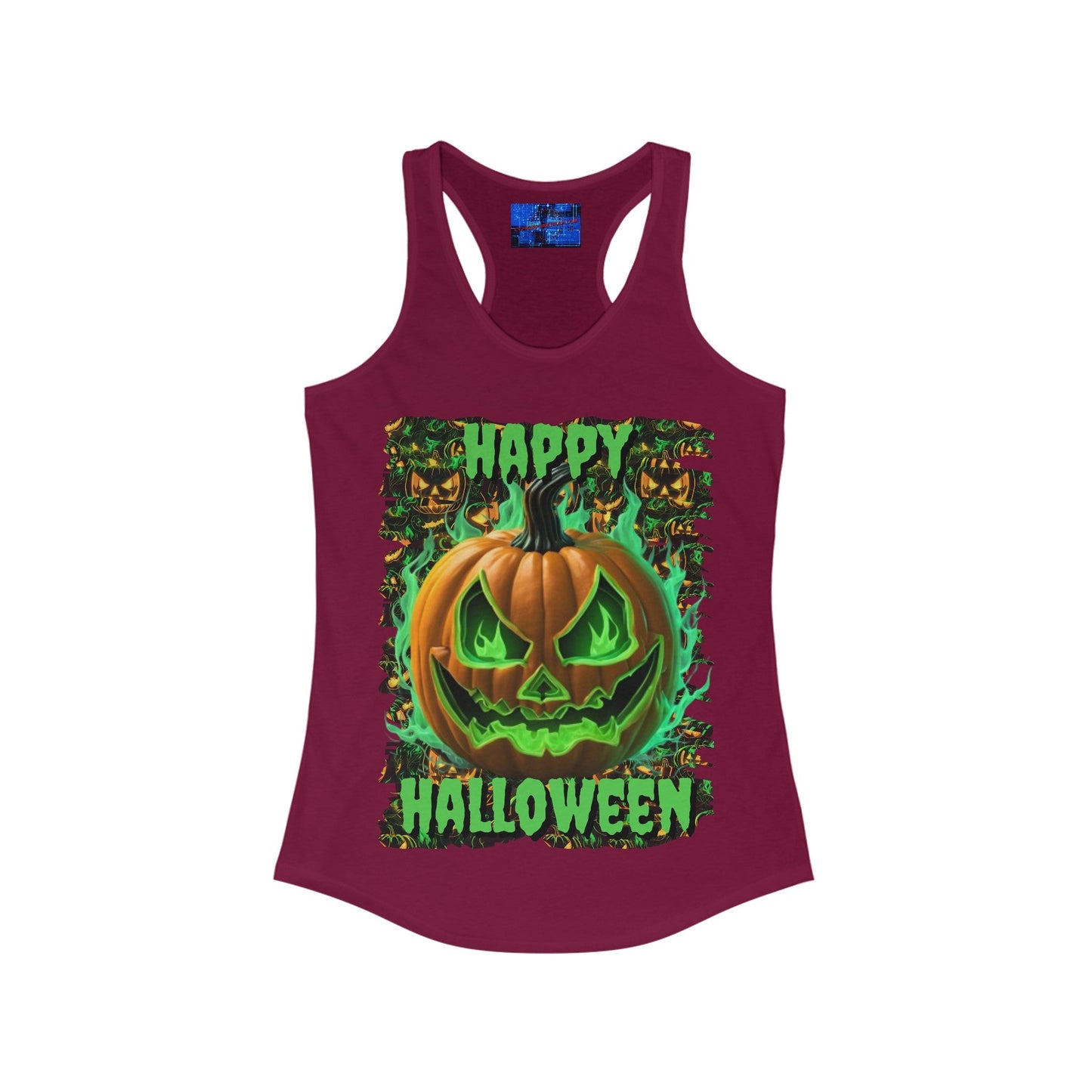 Happy Halloween Green Jack Women's Racerback Tank Top by cypherpunkgear – cypherpunkgear.com | Cypherpunk Merch