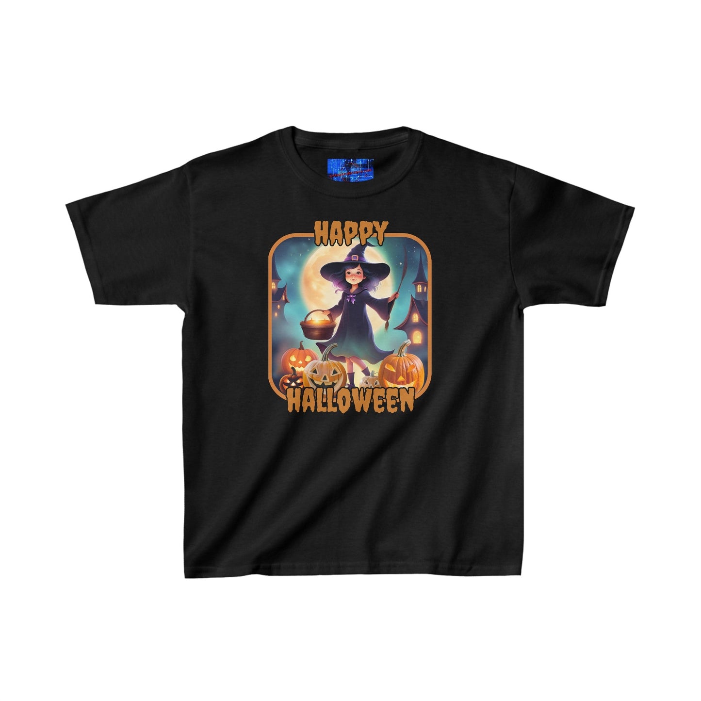 Happy Halloween Little Witch ORfont Kids Heavy Cotton™ Tee by cypherpunkgear – cypherpunkgear.com | Cypherpunk Merch