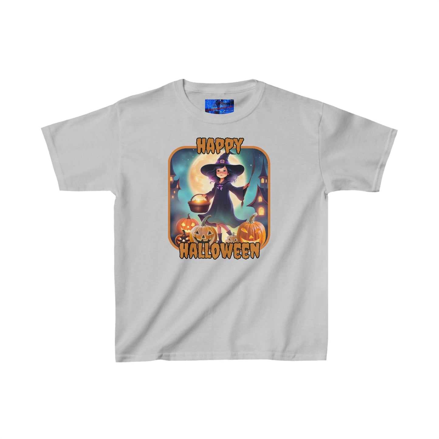 Happy Halloween Little Witch ORfont Kids Heavy Cotton™ Tee by cypherpunkgear – cypherpunkgear.com | Cypherpunk Merch
