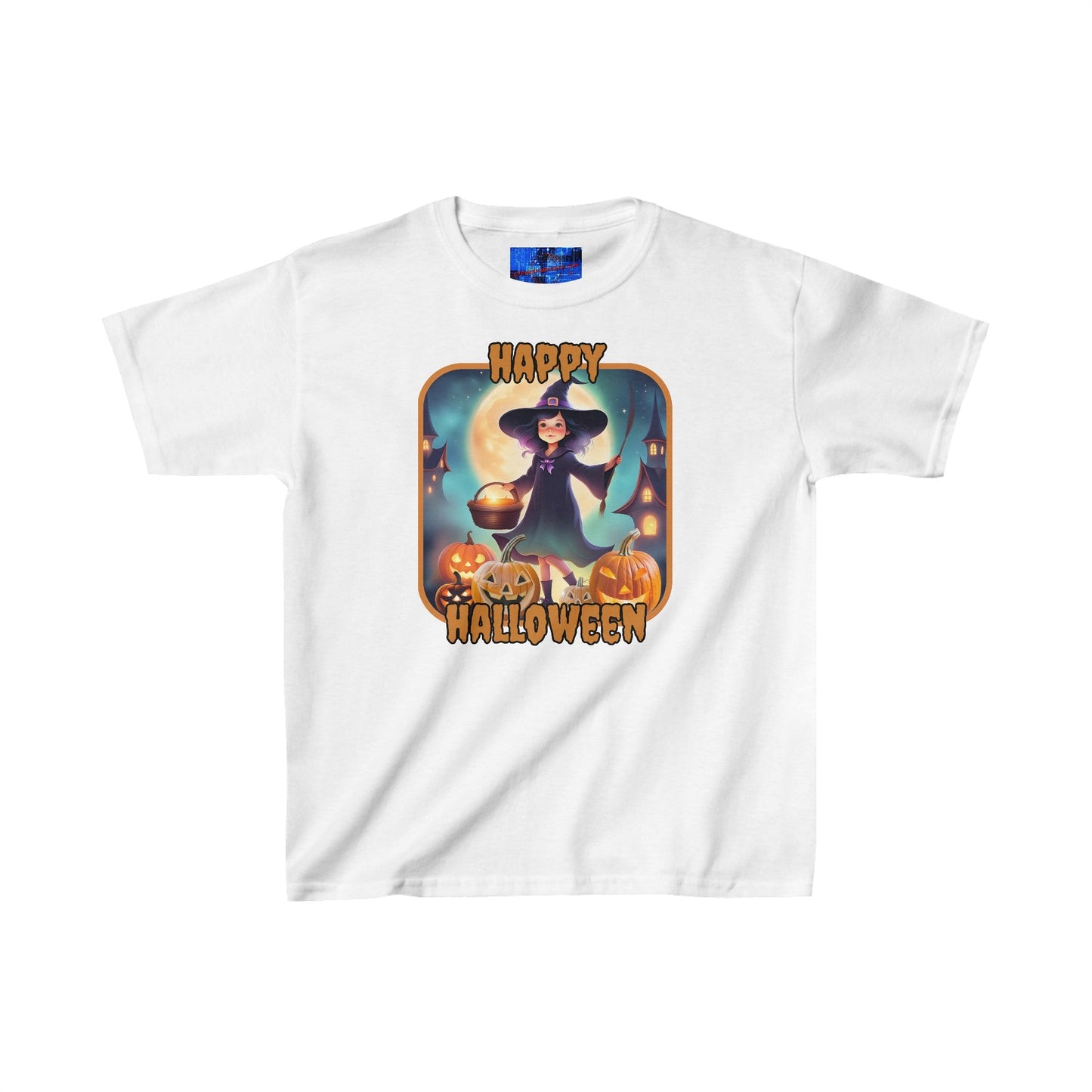 Happy Halloween Little Witch ORfont Kids Heavy Cotton™ Tee by cypherpunkgear – cypherpunkgear.com | Cypherpunk Merch