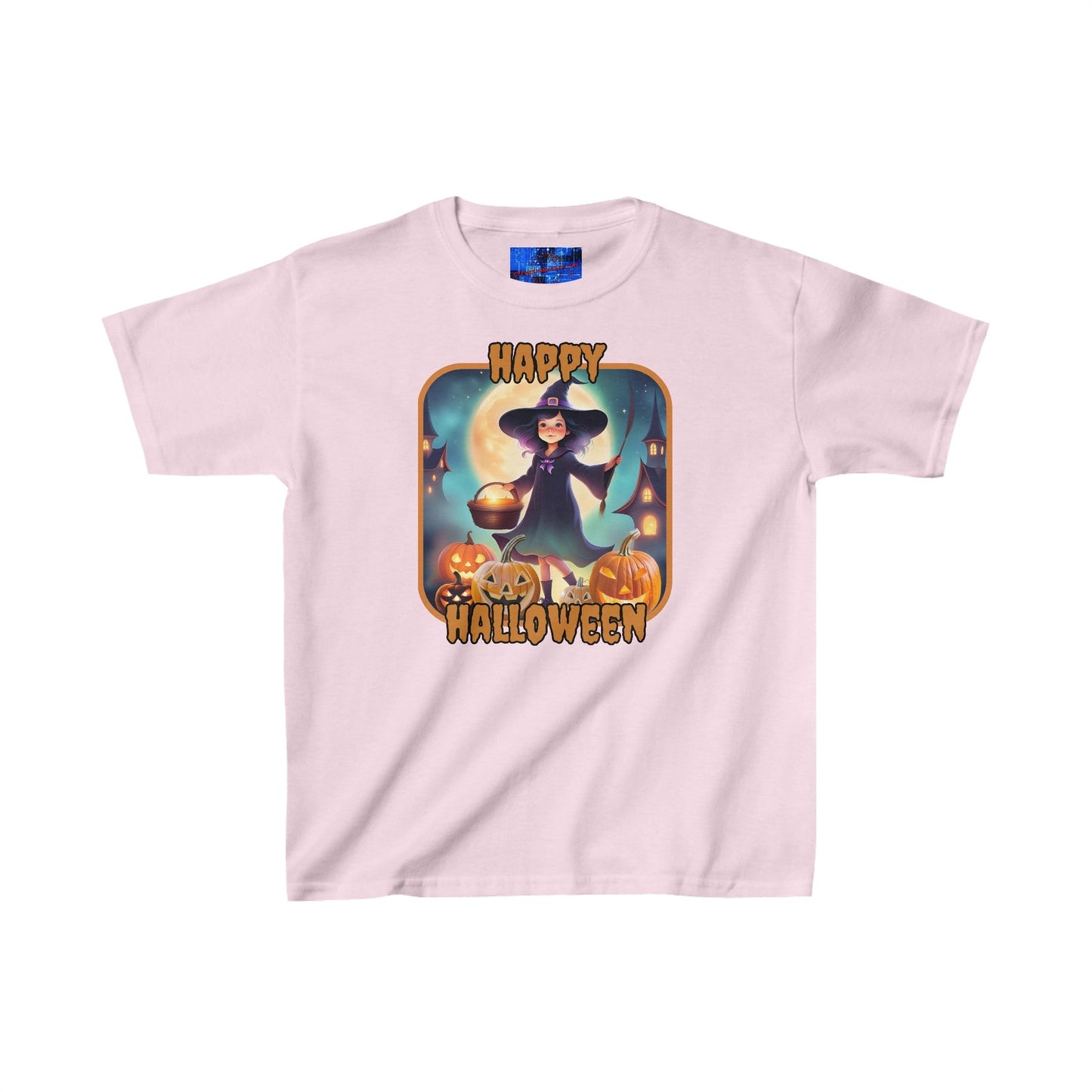 Happy Halloween Little Witch ORfont Kids Heavy Cotton™ Tee by cypherpunkgear – cypherpunkgear.com | Cypherpunk Merch