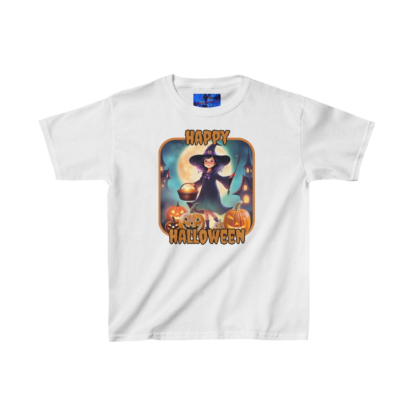 Happy Halloween Little Witch ORfont Kids Heavy Cotton™ Tee by cypherpunkgear – cypherpunkgear.com | Cypherpunk Merch