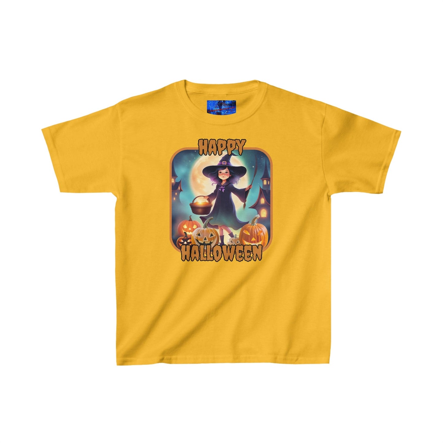 Happy Halloween Little Witch ORfont Kids Heavy Cotton™ Tee by cypherpunkgear – cypherpunkgear.com | Cypherpunk Merch