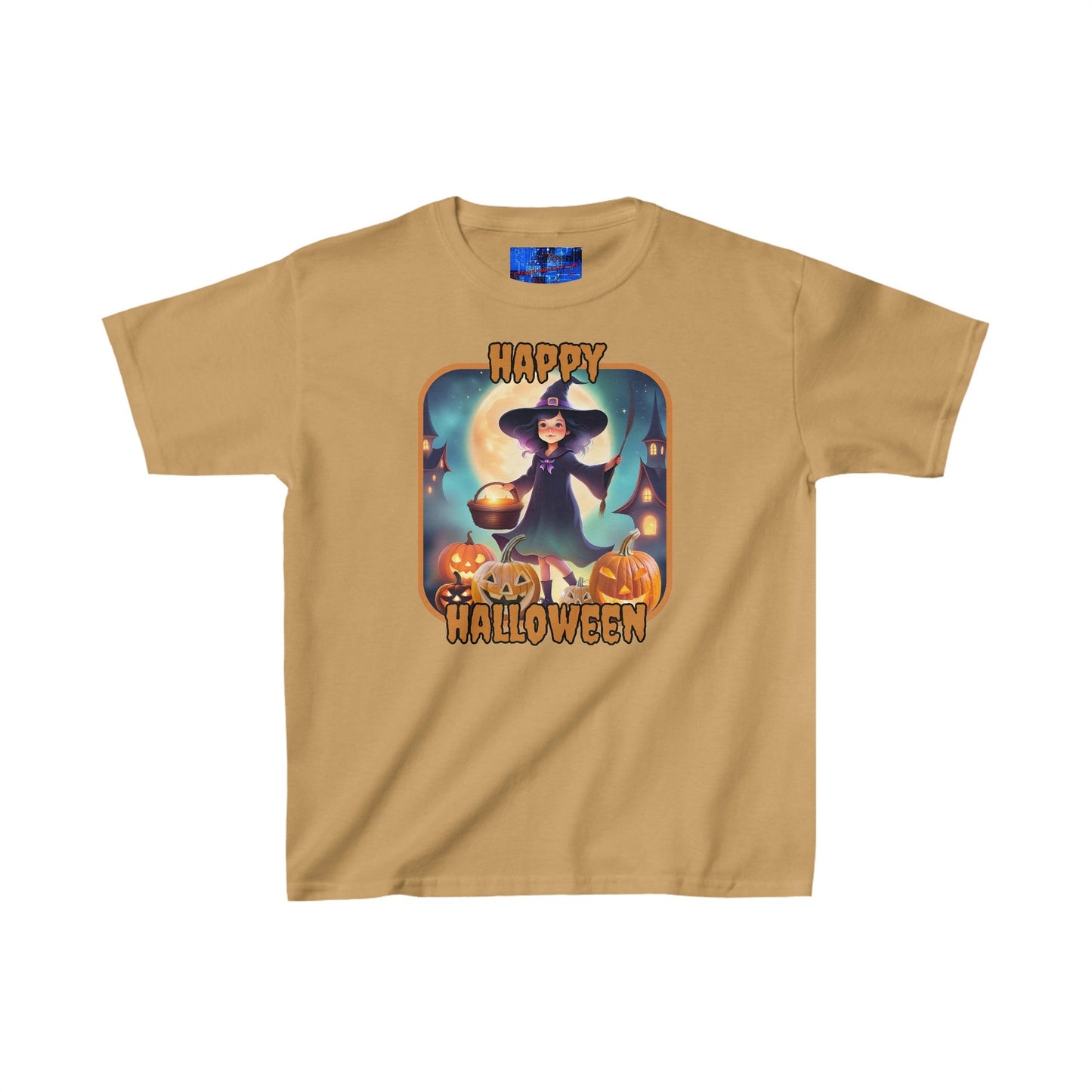 Happy Halloween Little Witch ORfont Kids Heavy Cotton™ Tee by cypherpunkgear – cypherpunkgear.com | Cypherpunk Merch