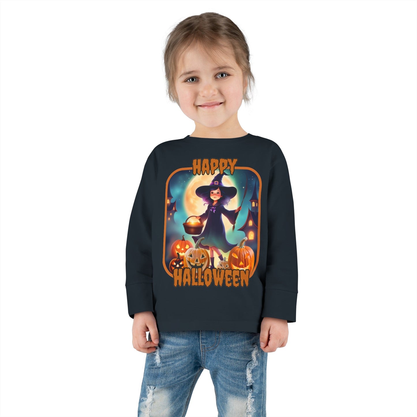 Happy Halloween Little Witch ORfont Toddler Long Sleeve Tee by cypherpunkgear – cypherpunkgear.com | Cypherpunk Merch