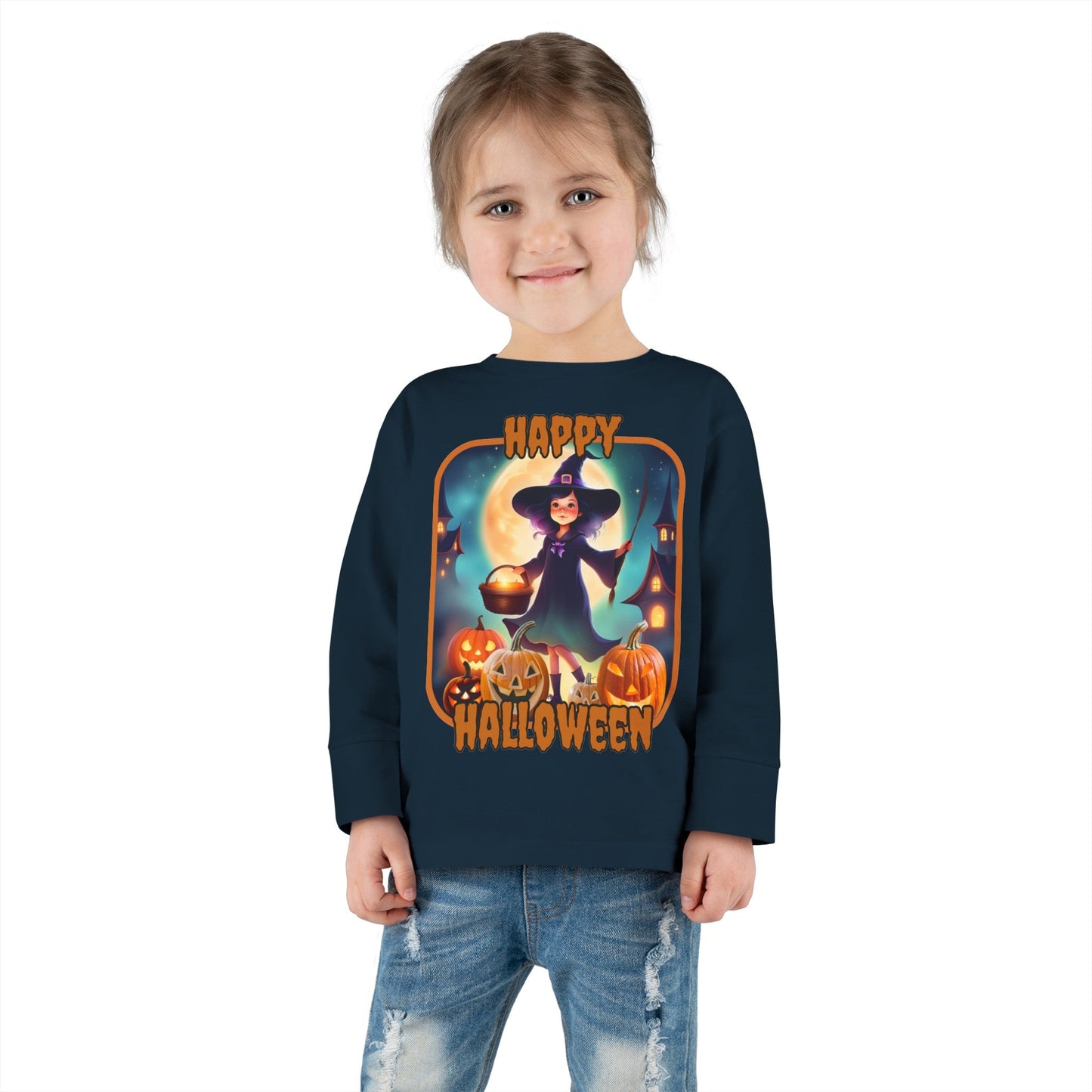 Happy Halloween Little Witch ORfont Toddler Long Sleeve Tee by cypherpunkgear – cypherpunkgear.com | Cypherpunk Merch