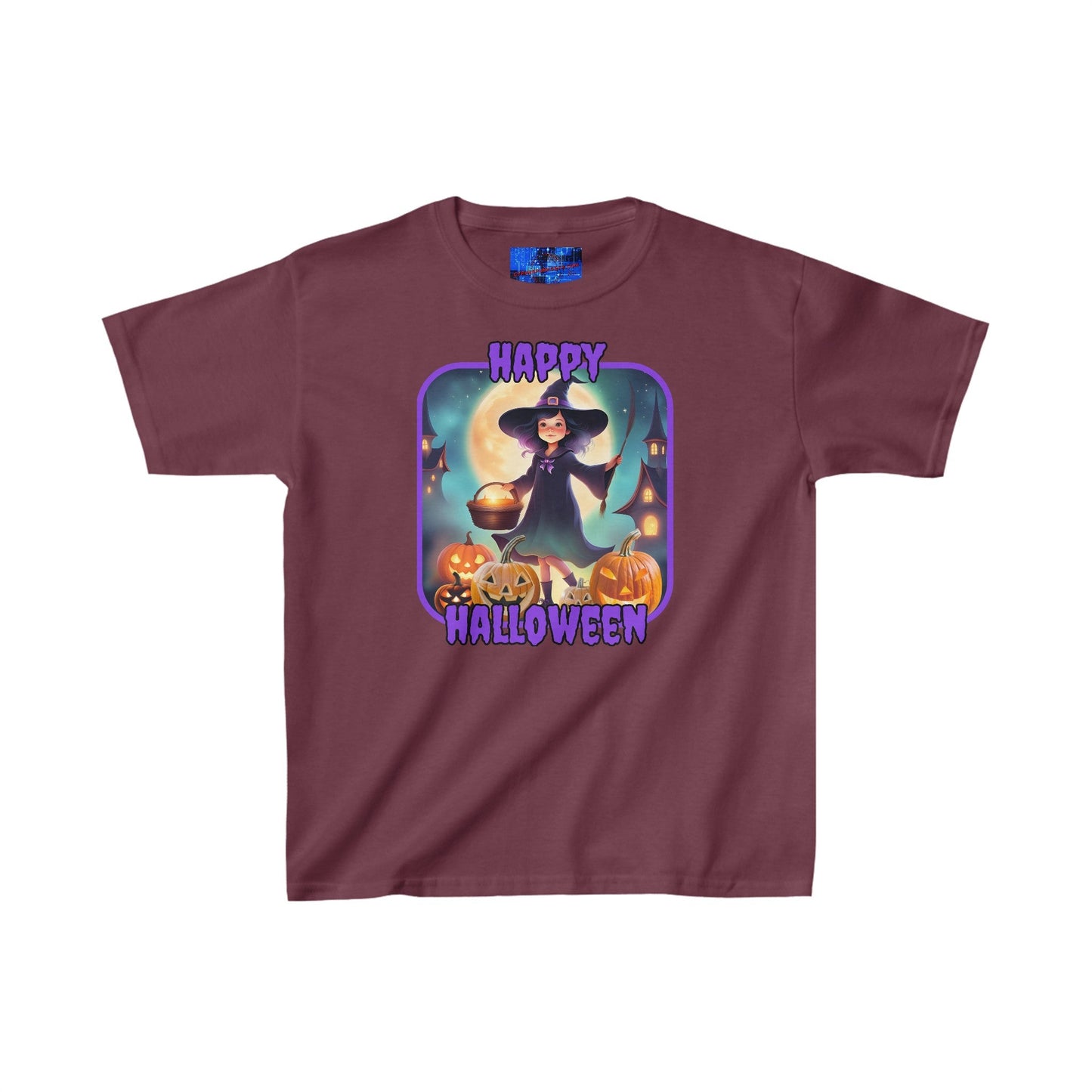 Happy Halloween Little Witch PRfont Kids Heavy Cotton™ Tee by cypherpunkgear – cypherpunkgear.com | Cypherpunk Merch