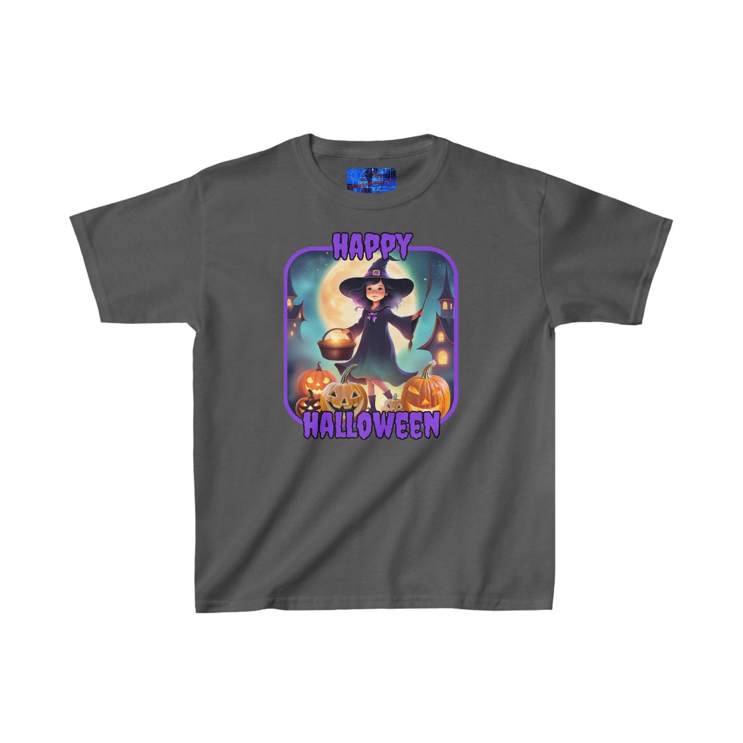 Happy Halloween Little Witch PRfont Kids Heavy Cotton™ Tee by cypherpunkgear – cypherpunkgear.com | Cypherpunk Merch