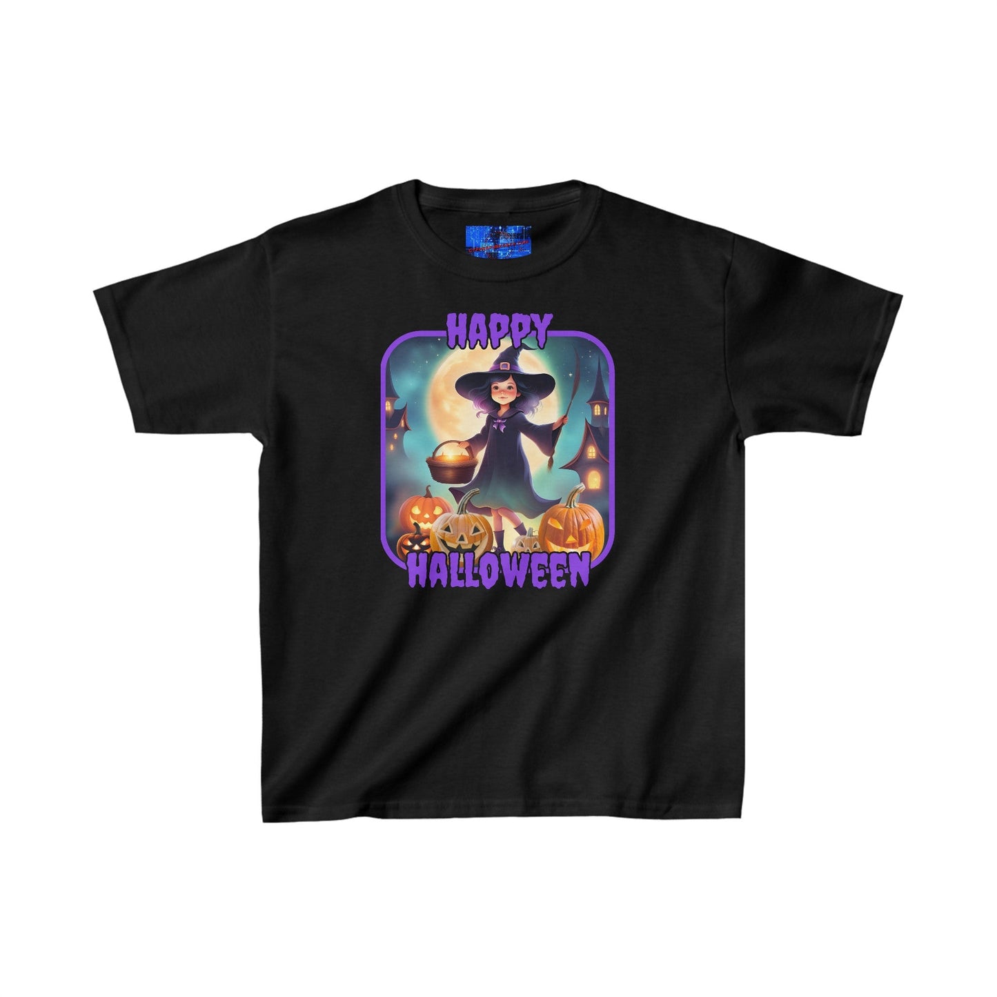 Happy Halloween Little Witch PRfont Kids Heavy Cotton™ Tee by cypherpunkgear – cypherpunkgear.com | Cypherpunk Merch