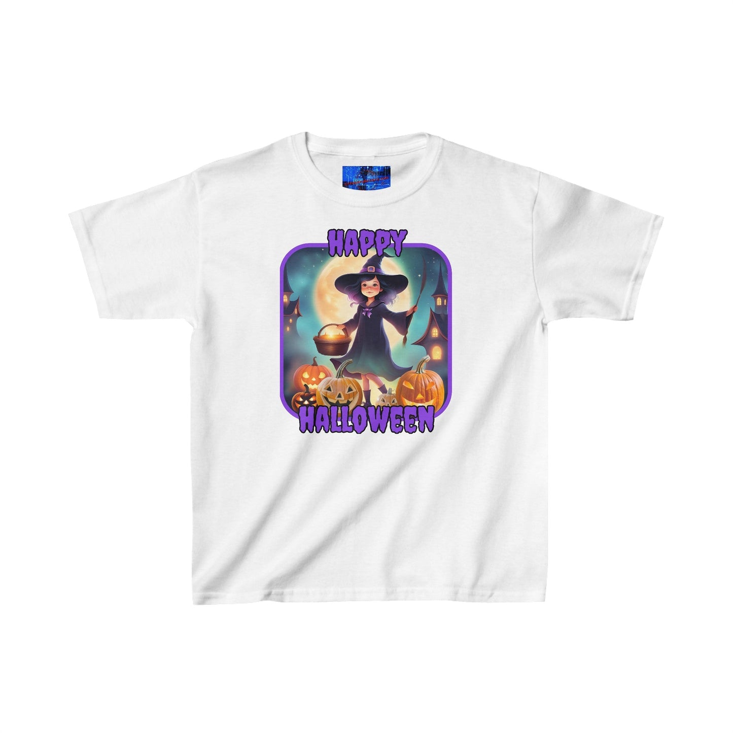 Happy Halloween Little Witch PRfont Kids Heavy Cotton™ Tee by cypherpunkgear – cypherpunkgear.com | Cypherpunk Merch