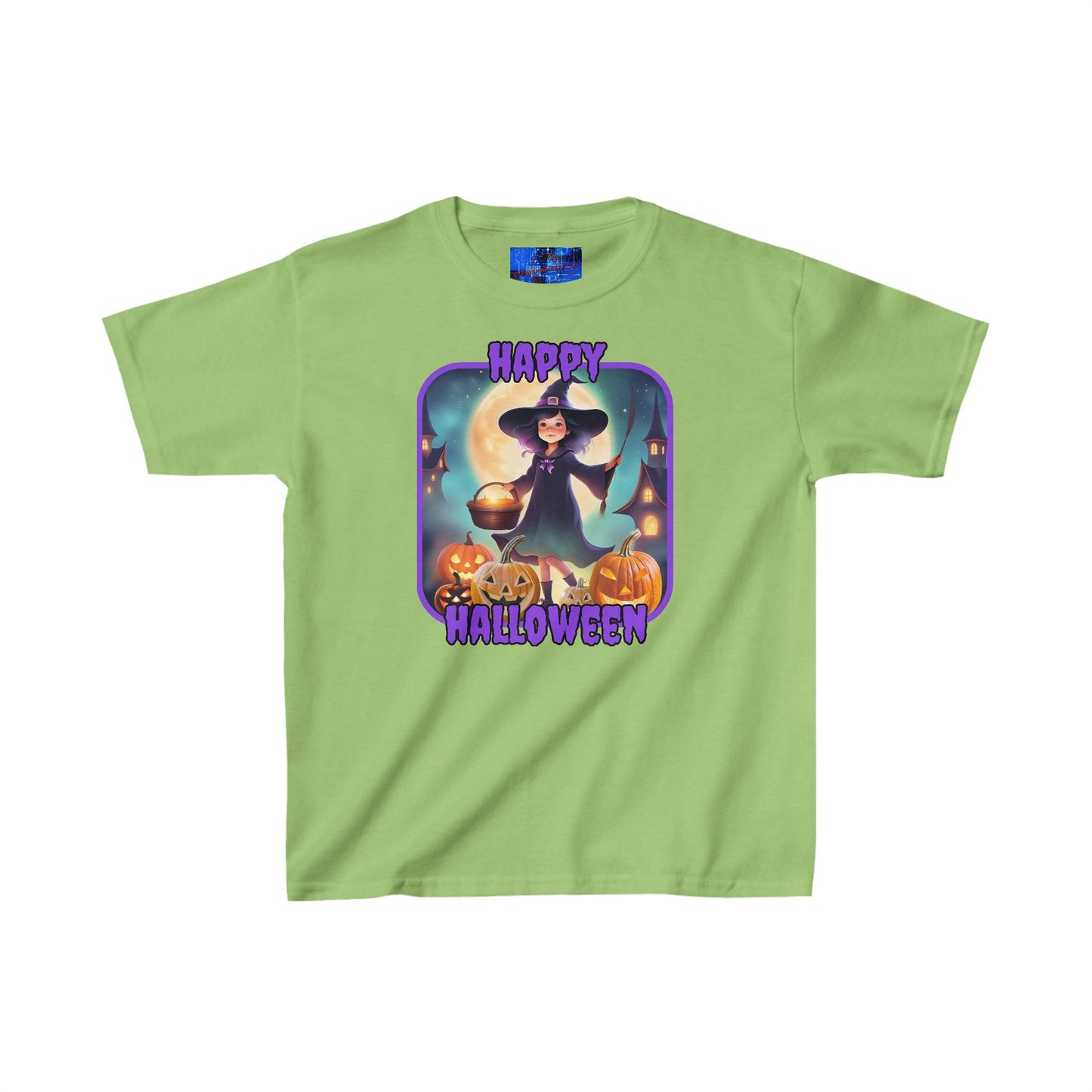 Happy Halloween Little Witch PRfont Kids Heavy Cotton™ Tee by cypherpunkgear – cypherpunkgear.com | Cypherpunk Merch