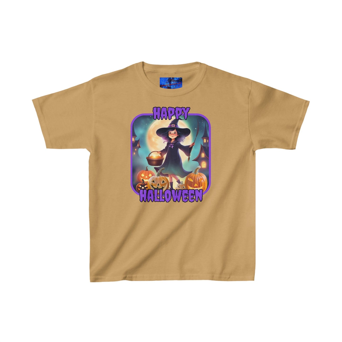 Happy Halloween Little Witch PRfont Kids Heavy Cotton™ Tee by cypherpunkgear – cypherpunkgear.com | Cypherpunk Merch
