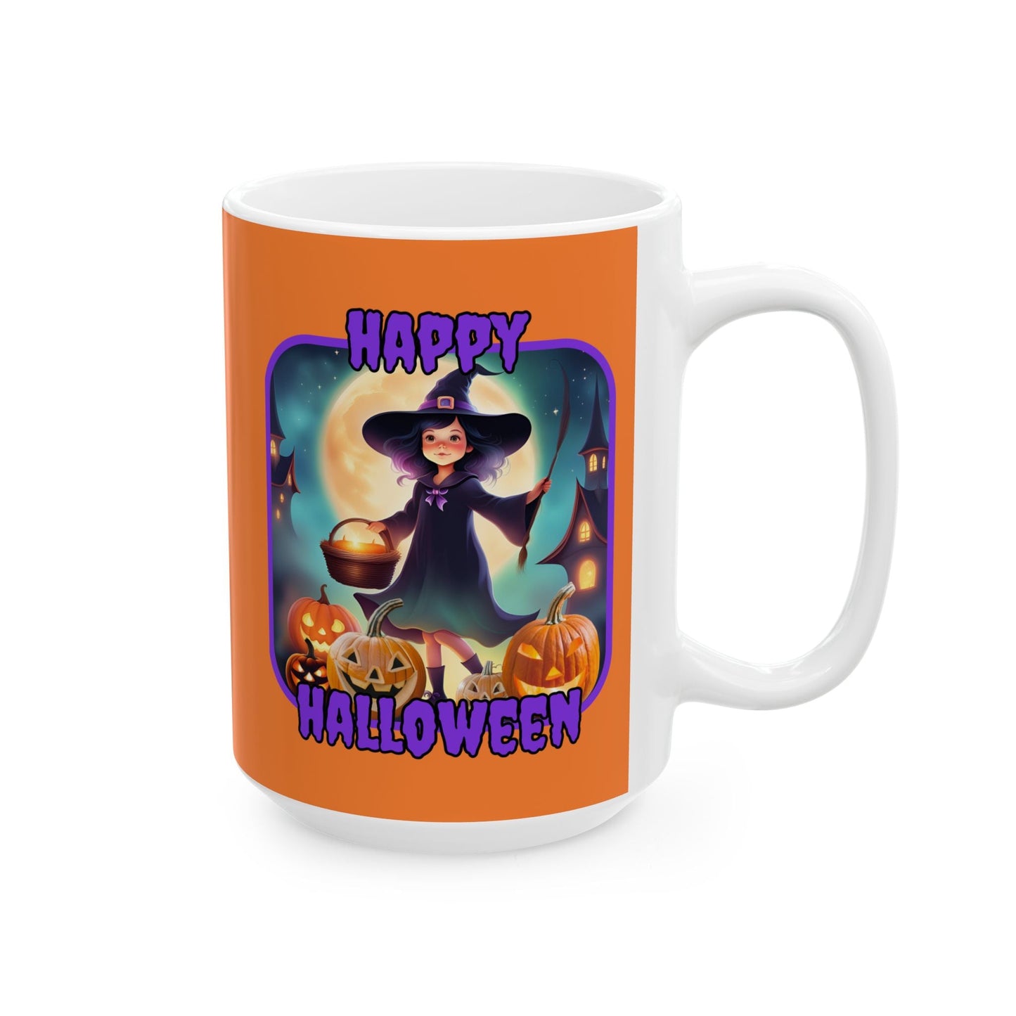 Happy Halloween Little Witch PRfont Orange Mug by cypherpunkgear – cypherpunkgear.com | Cypherpunk Merch