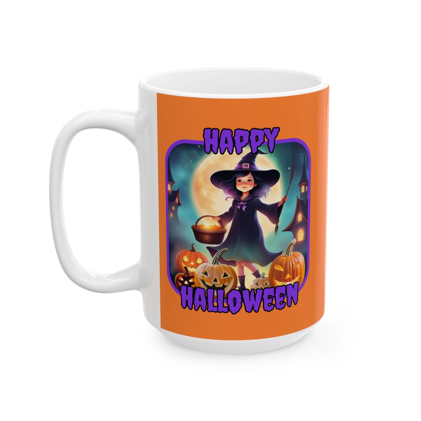 Happy Halloween Little Witch PRfont Orange Mug by cypherpunkgear – cypherpunkgear.com | Cypherpunk Merch