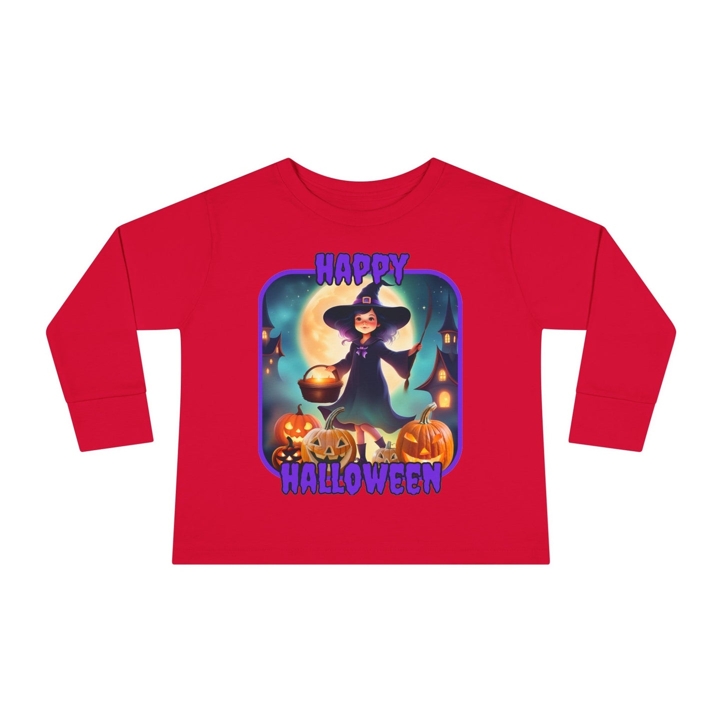 Happy Halloween Little Witch PRfont Toddler Long Sleeve Tee by cypherpunkgear – cypherpunkgear.com | Cypherpunk Merch