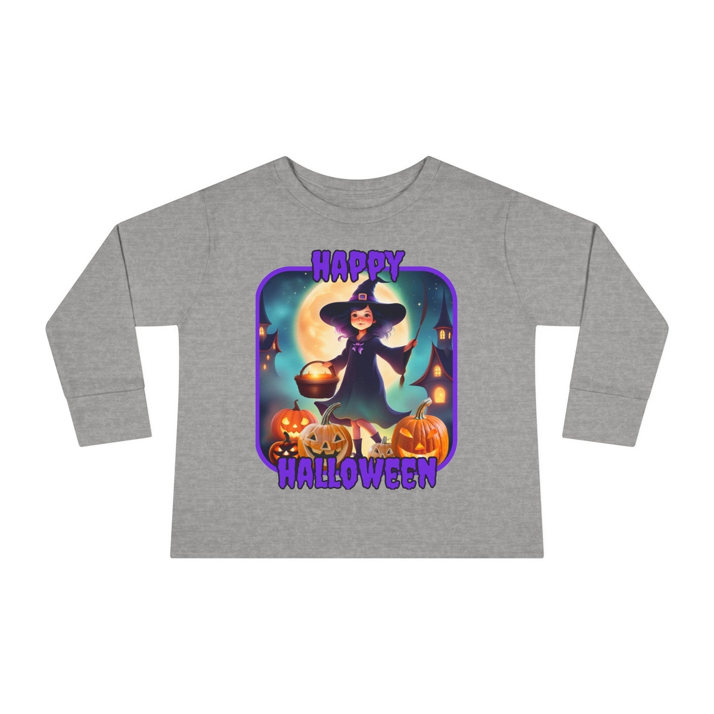 Happy Halloween Little Witch PRfont Toddler Long Sleeve Tee by cypherpunkgear – cypherpunkgear.com | Cypherpunk Merch