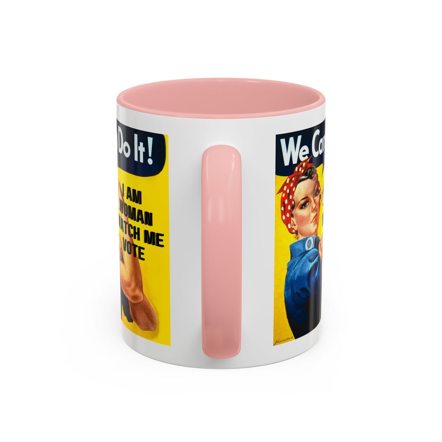 I Am Woman Watch Me Vote Rosie Accent Mug by cypherpunkgear – cypherpunkgear.com | Cypherpunk Merch