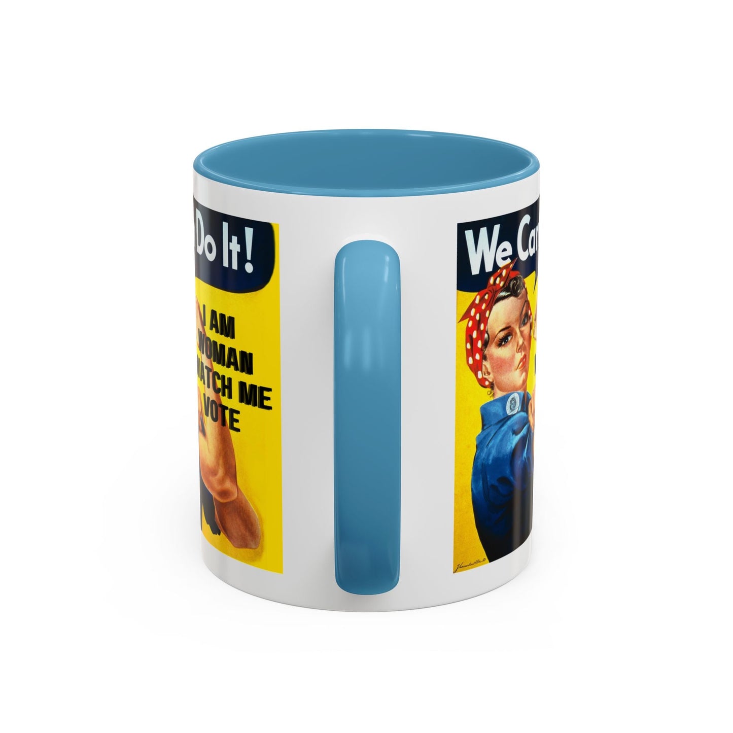 I Am Woman Watch Me Vote Rosie Accent Mug by cypherpunkgear – cypherpunkgear.com | Cypherpunk Merch