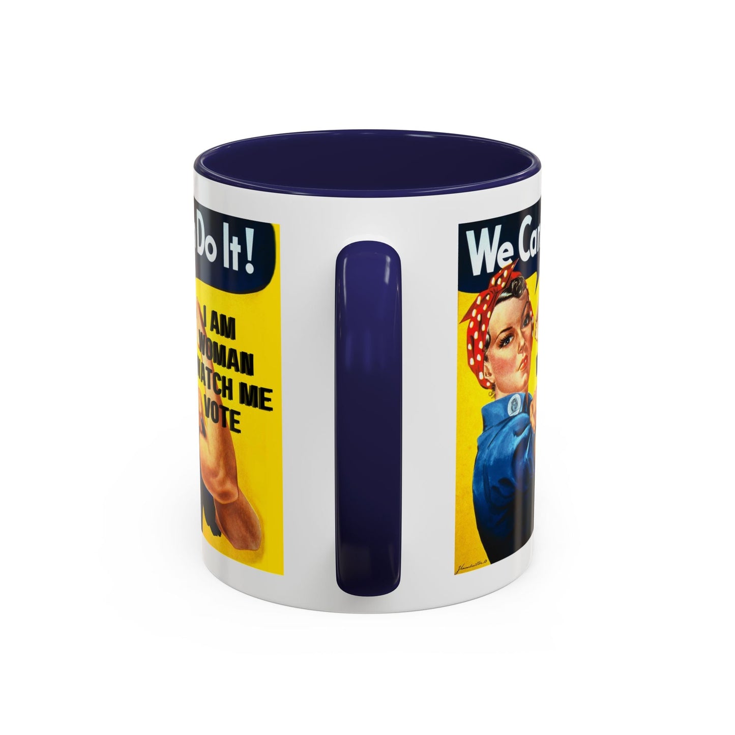 I Am Woman Watch Me Vote Rosie Accent Mug by cypherpunkgear – cypherpunkgear.com | Cypherpunk Merch