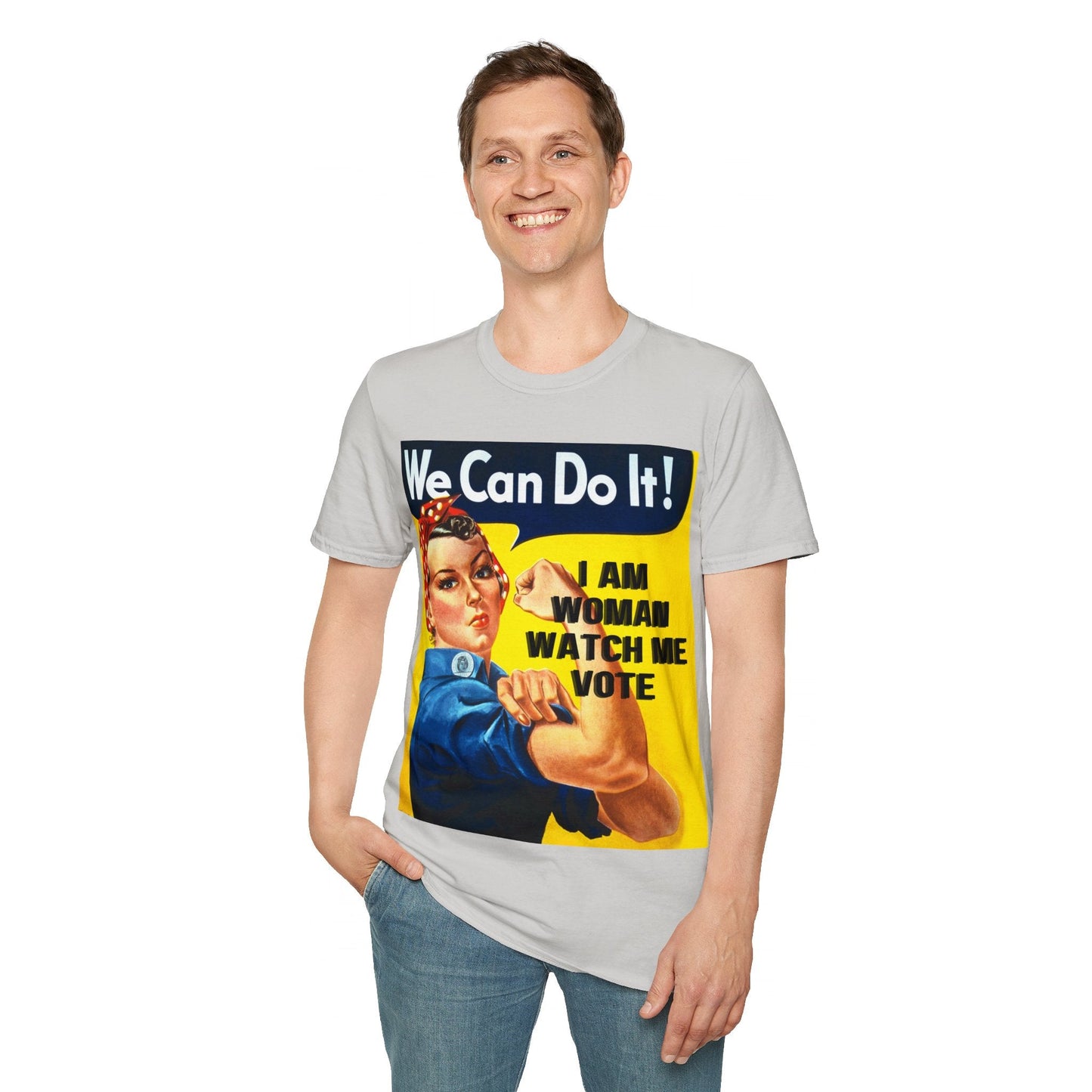 I Am Woman Watch Me Vote Rosie LTcolors Unisex T-Shirt by cypherpunkgear – cypherpunkgear.com | Cypherpunk Merch