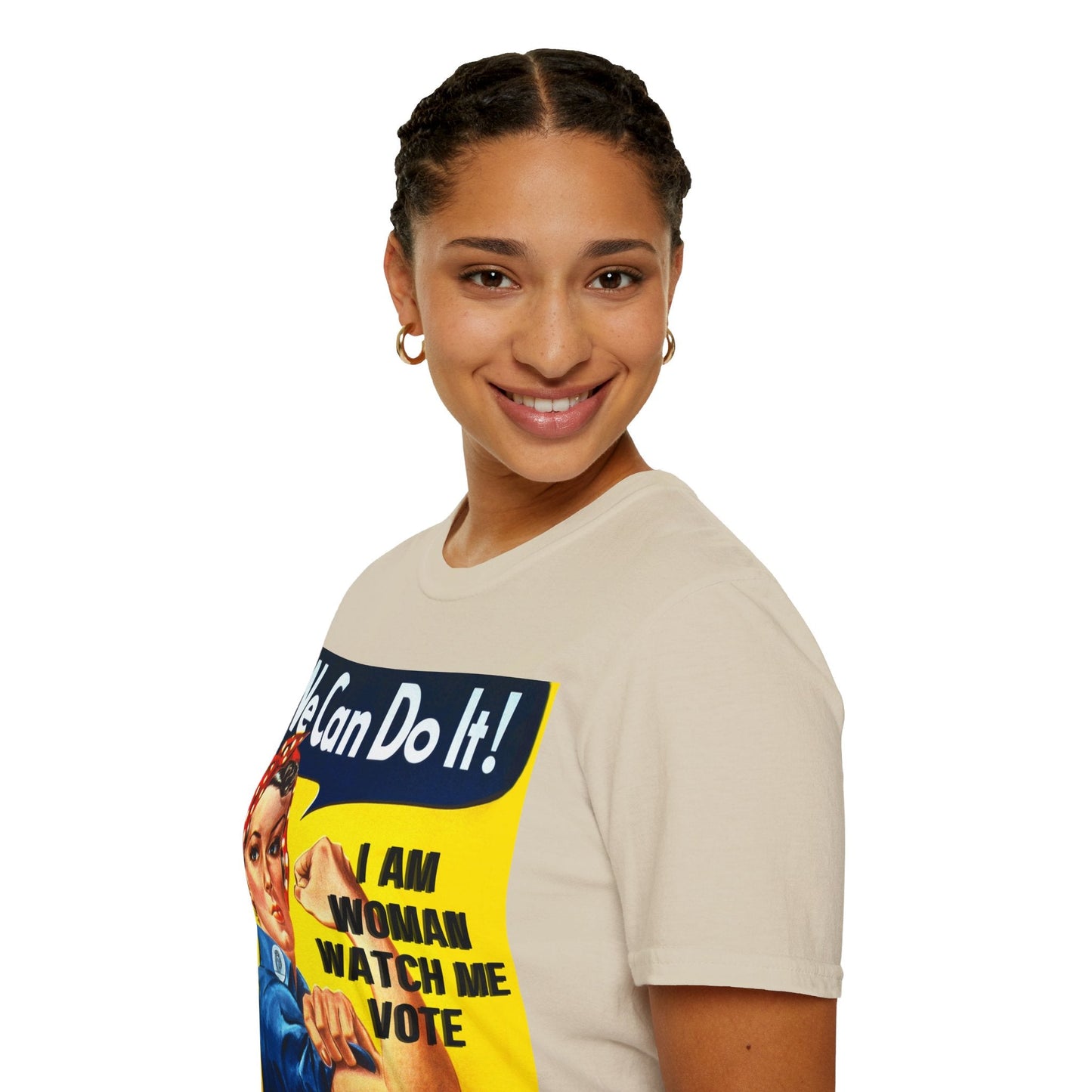 I Am Woman Watch Me Vote Rosie LTcolors Unisex T-Shirt by cypherpunkgear – cypherpunkgear.com | Cypherpunk Merch