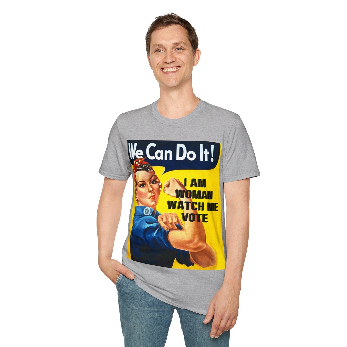 I Am Woman Watch Me Vote Rosie LTcolors Unisex T-Shirt by cypherpunkgear – cypherpunkgear.com | Cypherpunk Merch