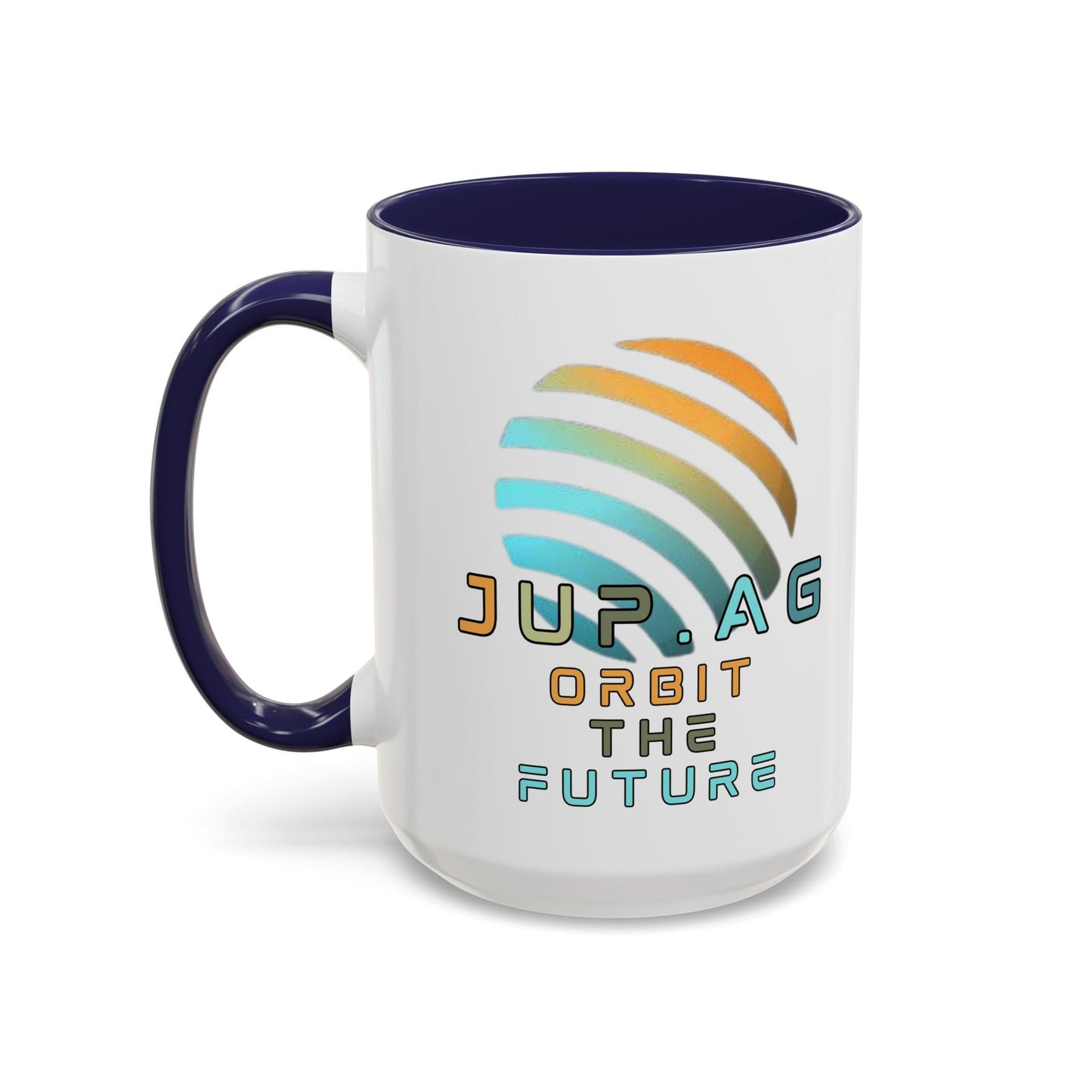 Jupiter (JUP) Orbit the Future Accent Mug by cypherpunkgear – cypherpunkgear.com | Cypherpunk Merch