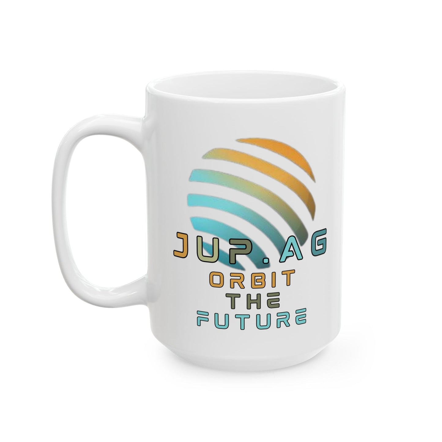 Jupiter (JUP) Orbit the Future White Mug by cypherpunkgear – cypherpunkgear.com | Cypherpunk Merch