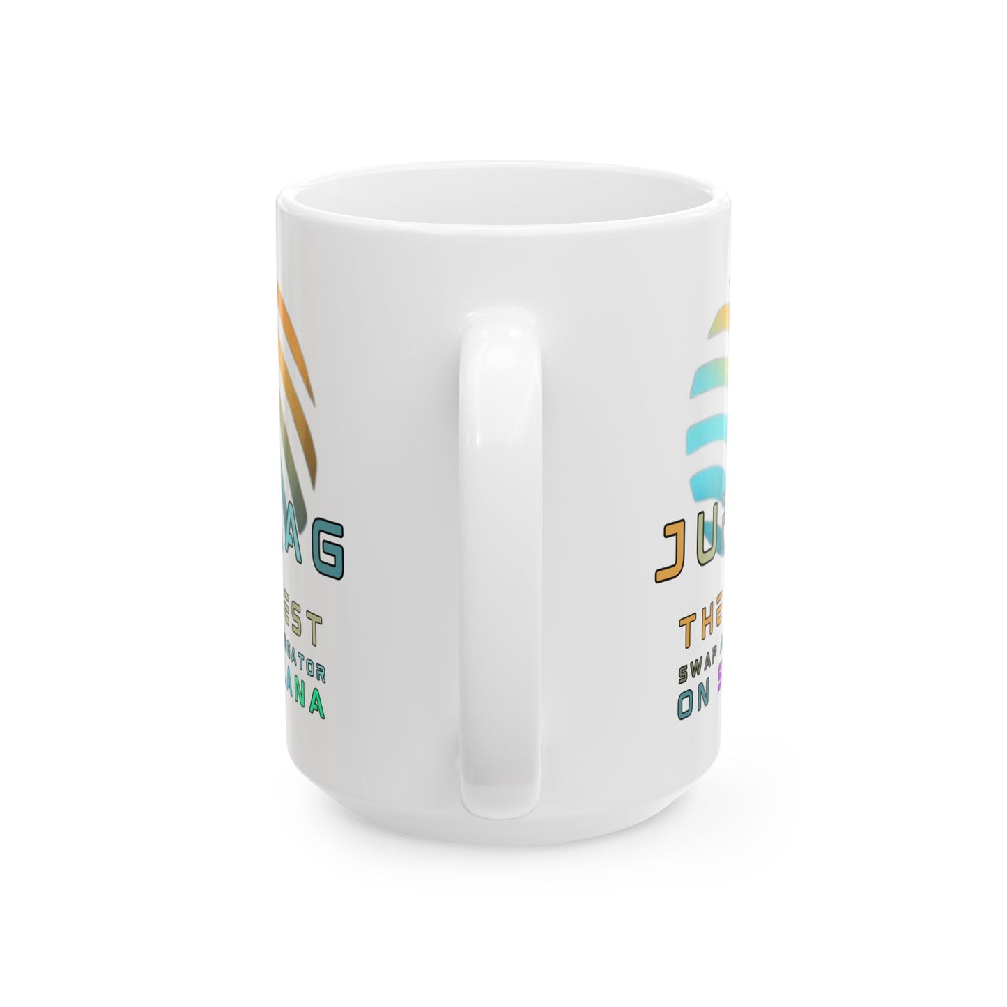 Jupiter (JUP) the best aggregator on Solana White Mug by cypherpunkgear – cypherpunkgear.com | Cypherpunk Merch