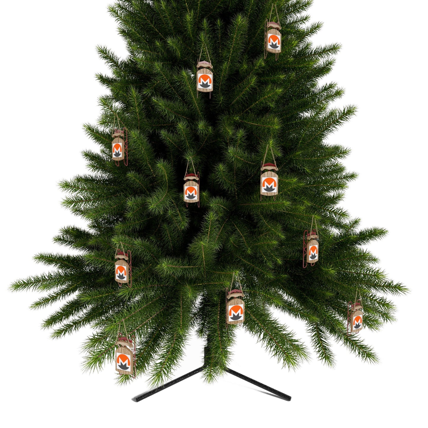 Monero (XMR) White BG Sled Ornament by cypherpunkgear – cypherpunkgear.com | Cypherpunk Merch