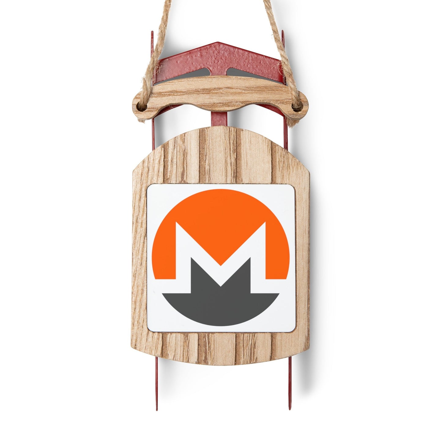 Monero (XMR) White BG Sled Ornament by cypherpunkgear – cypherpunkgear.com | Cypherpunk Merch