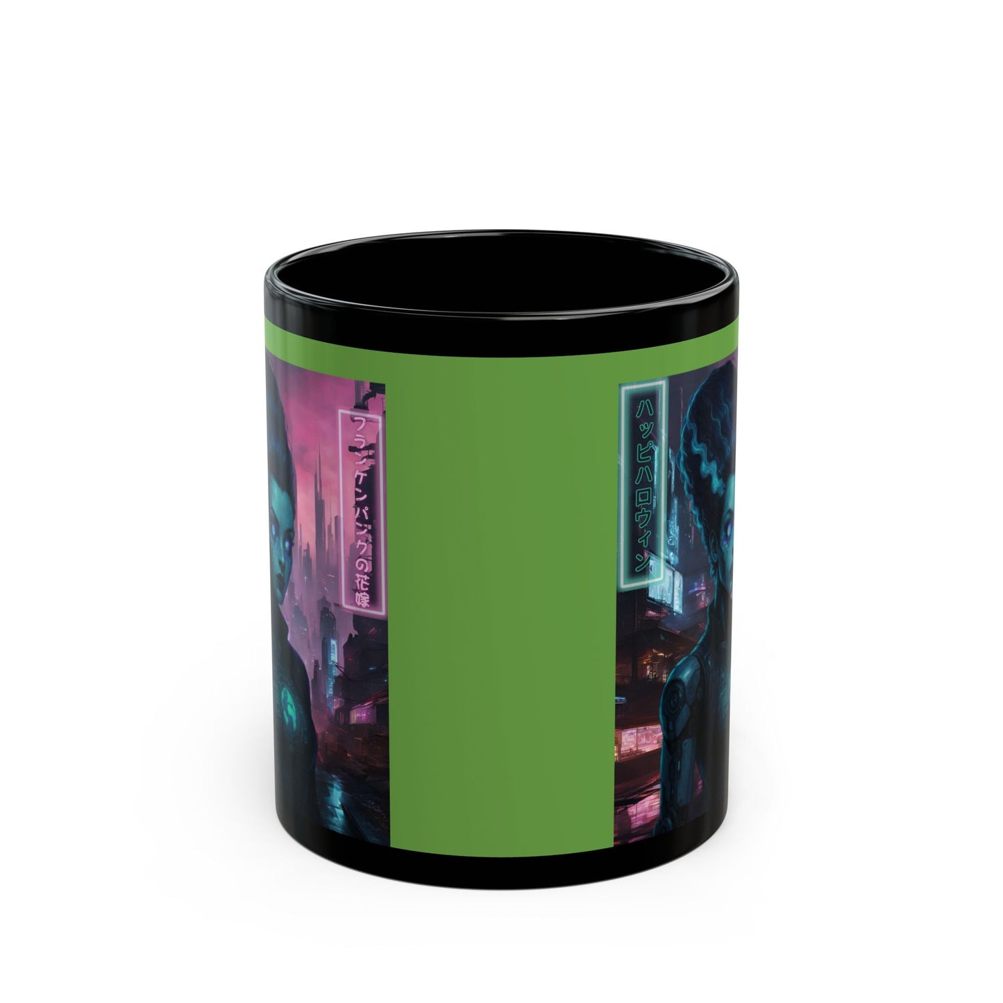Neon Bride of Frankenstein Green Mug by CreepyCrafts.boo – cypherpunkgear.com | Cypherpunk Merch