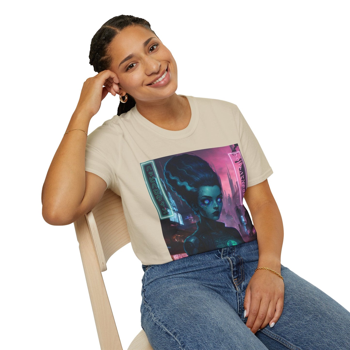 Neon Bride of Frankenstein LTcolors Unisex T-Shirt by CreepyCrafts.boo – cypherpunkgear.com | Cypherpunk Merch