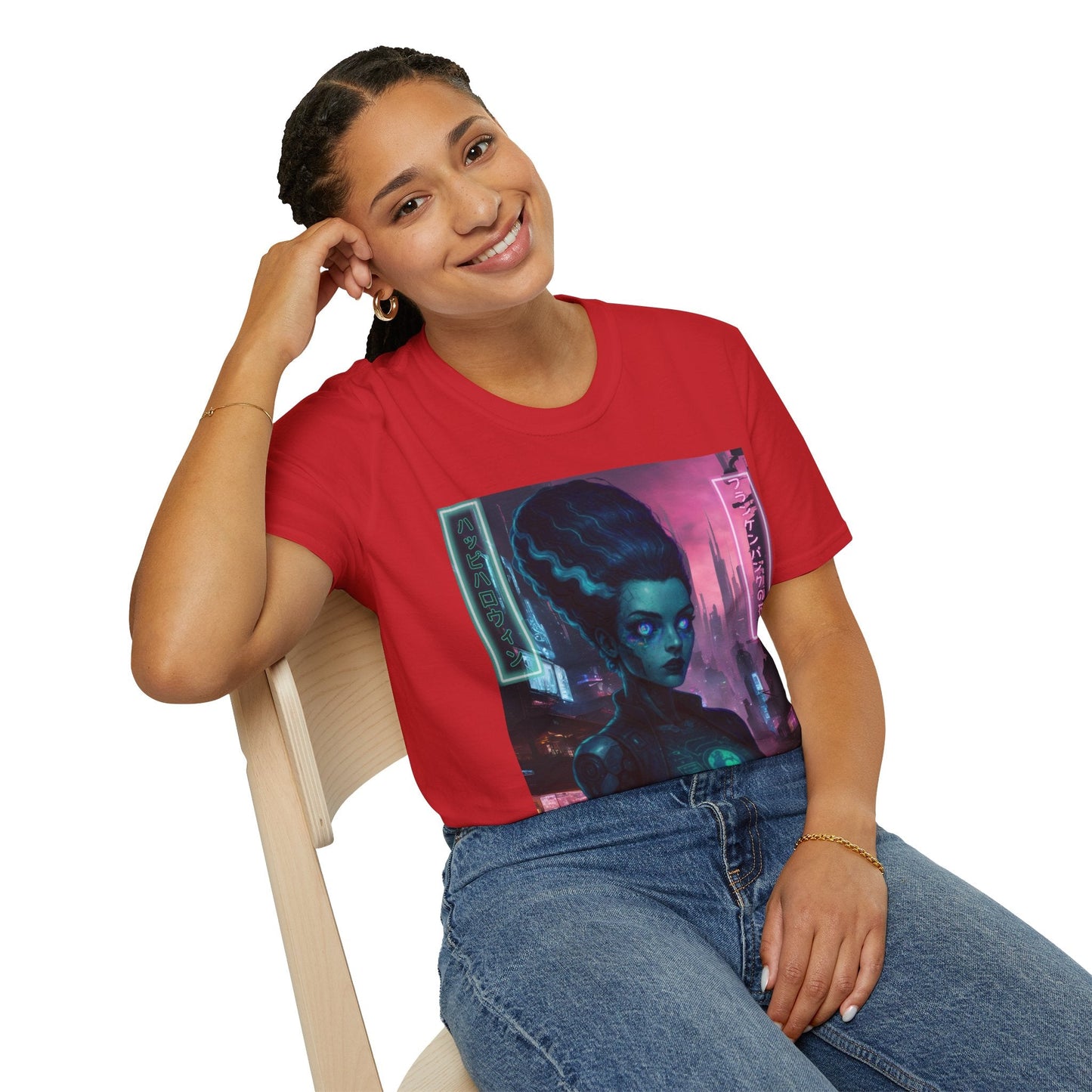 Neon Bride of Frankenstein LTcolors Unisex T-Shirt by CreepyCrafts.boo – cypherpunkgear.com | Cypherpunk Merch