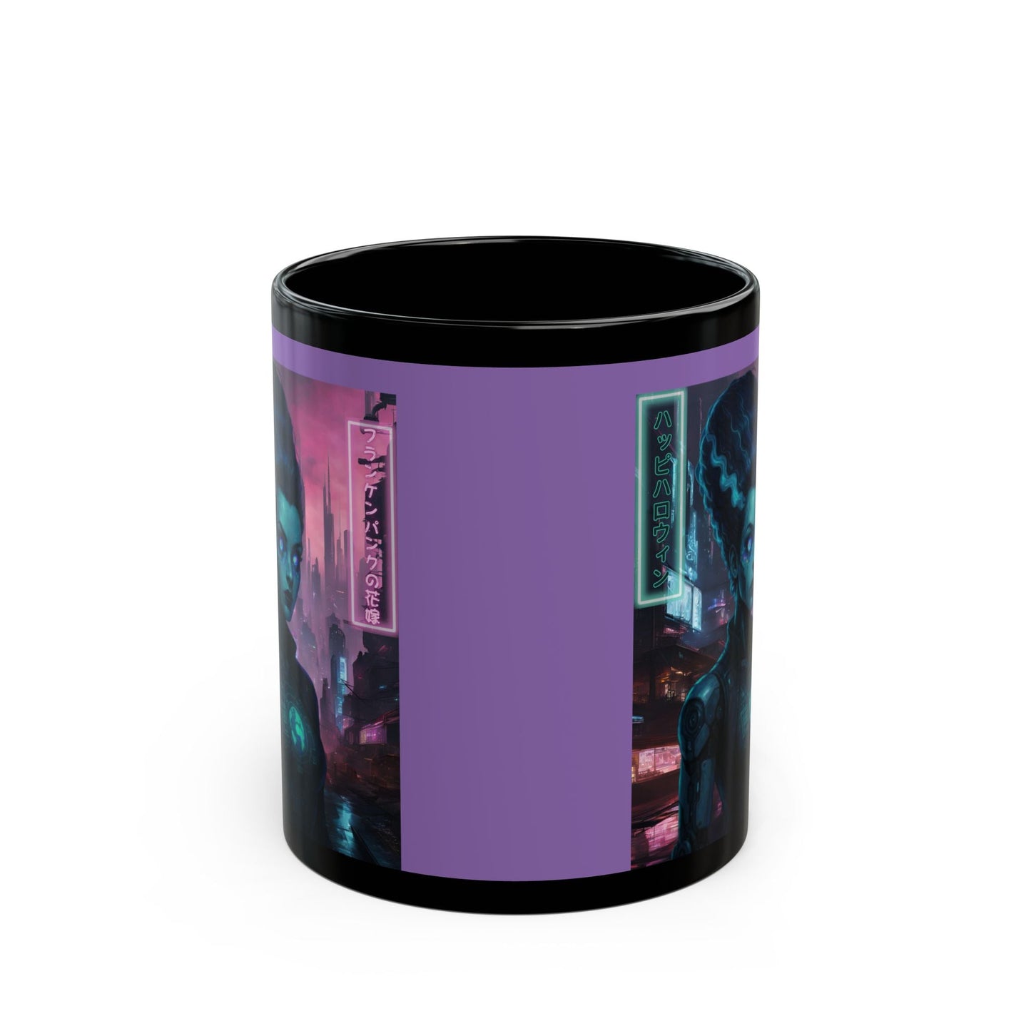 Neon Bride of Frankenstein Purple Mug by CreepyCrafts.boo – cypherpunkgear.com | Cypherpunk Merch