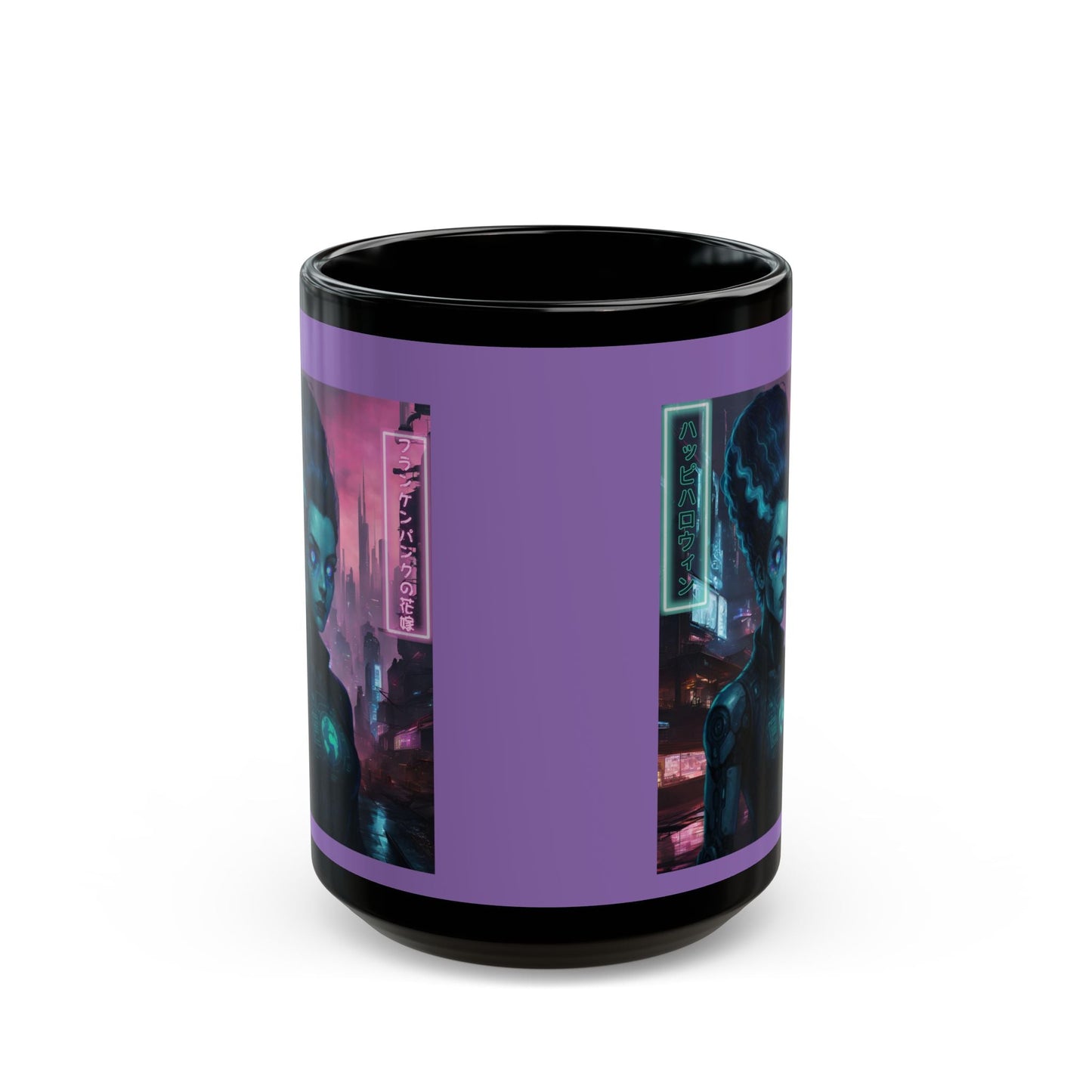 Neon Bride of Frankenstein Purple Mug by CreepyCrafts.boo – cypherpunkgear.com | Cypherpunk Merch