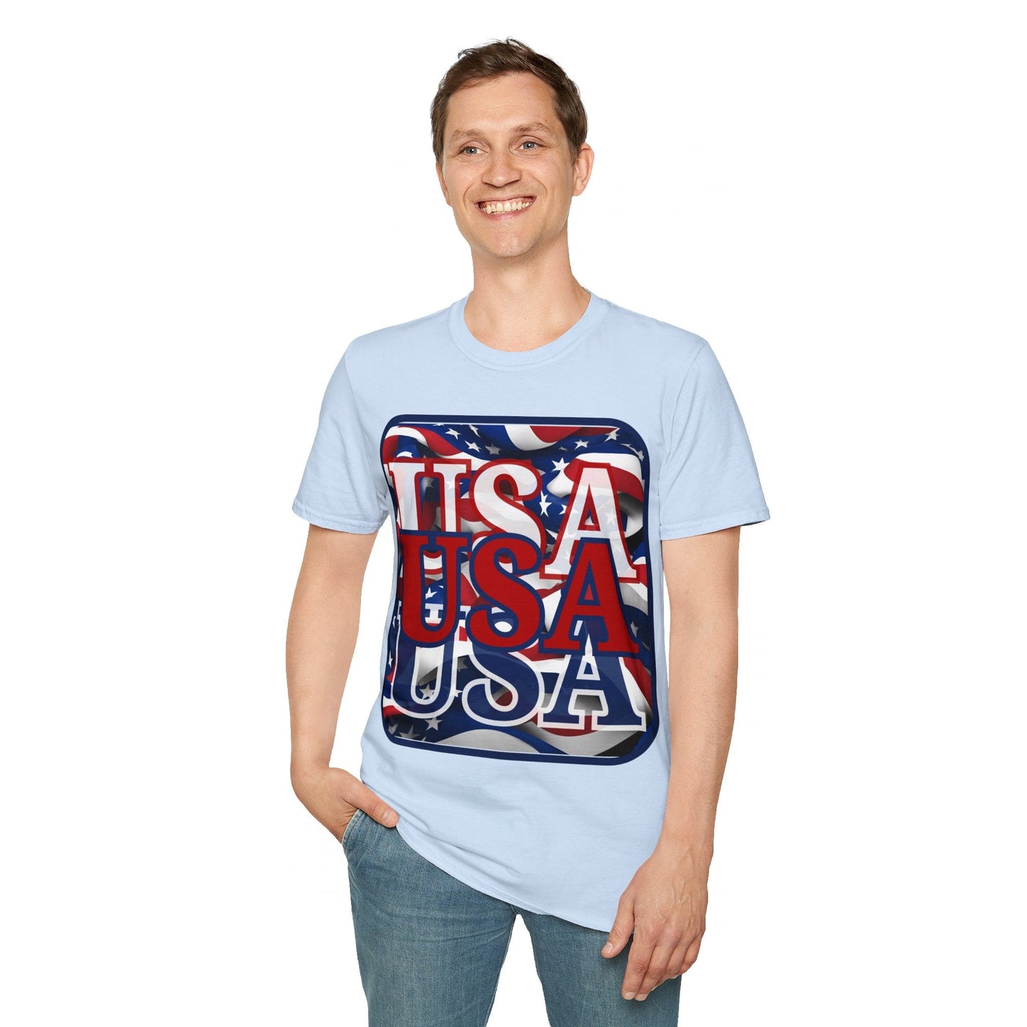 RED White and Blue USA Patriot LTcolors Unisex T-Shirt by cypherpunkgear – cypherpunkgear.com | Cypherpunk Merch
