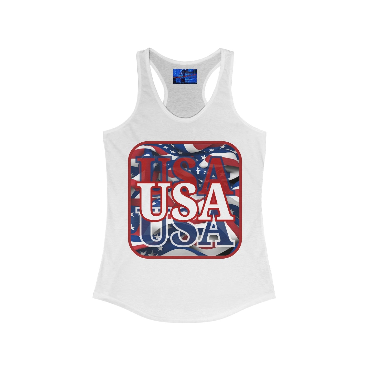 Red WHITE and Blue USA Patriot Women's Racerback Tank Top by cypherpunkgear – cypherpunkgear.com | Cypherpunk Merch