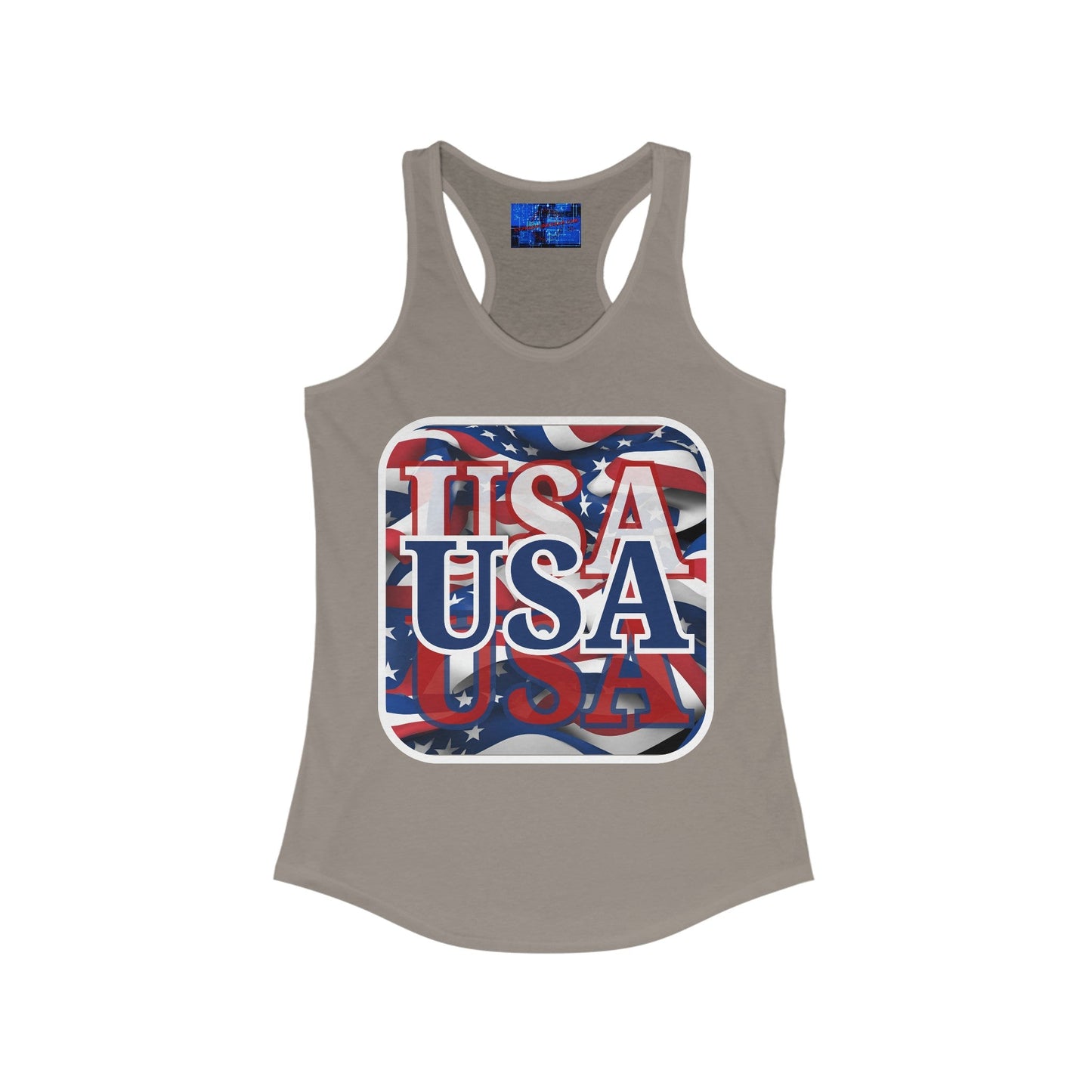 Red White and BLUE USA Patriot Women's Racerback Tank Top by cypherpunkgear – cypherpunkgear.com | Cypherpunk Merch
